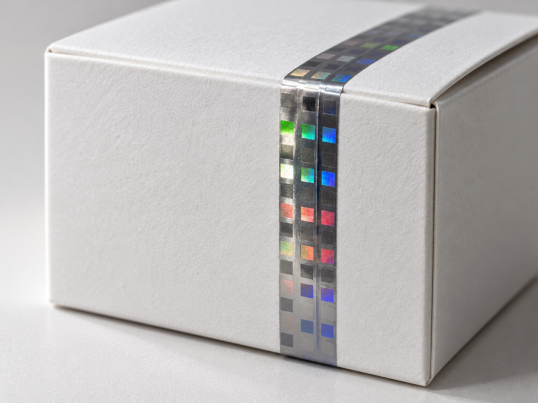 Packaging application illustration based on a photographed holographic foil.