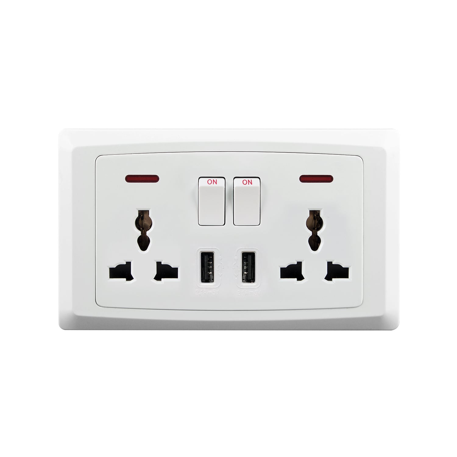 C408MB — 13A 2-Gang Switched Multi Socket+ 2*USB (2.1A)