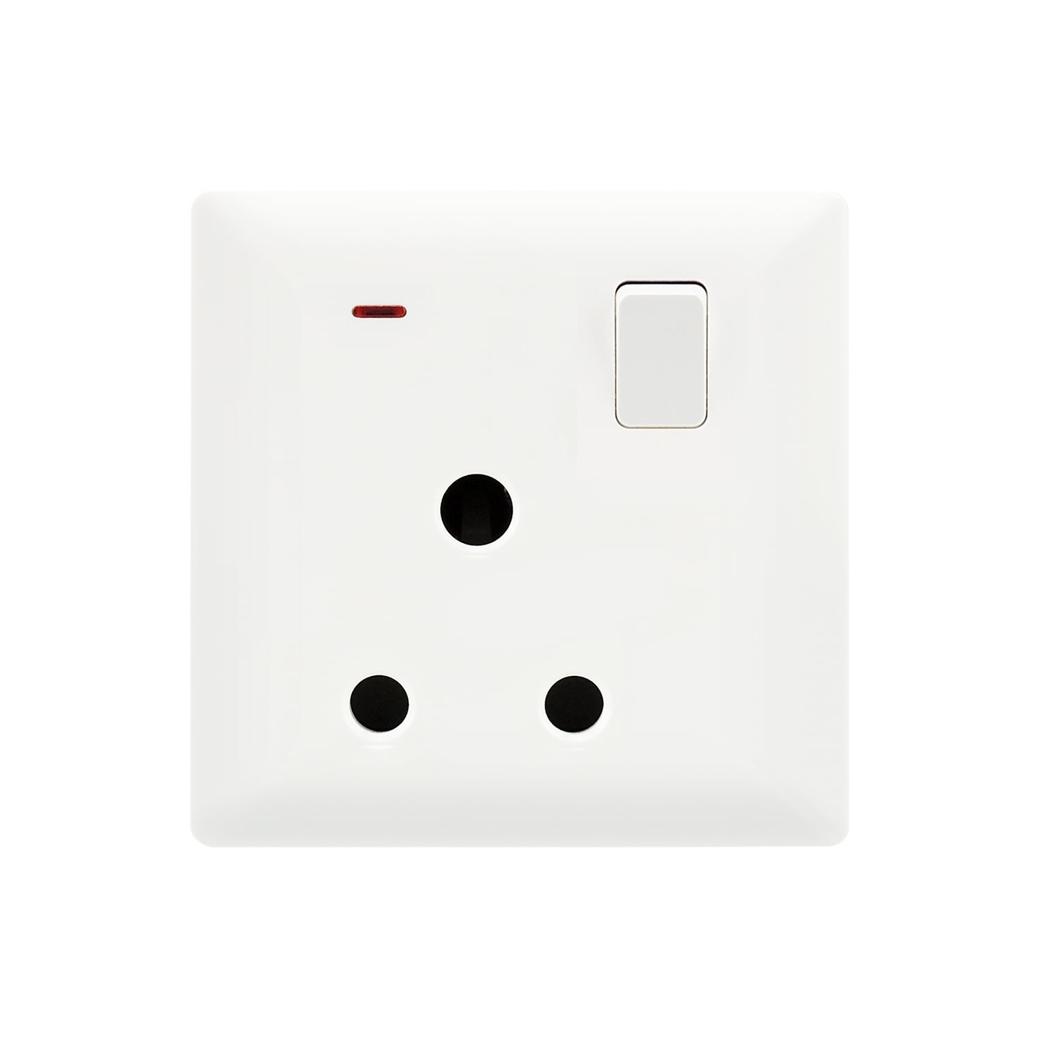91431 — 15A 1 gang switched round-pin socket +neon