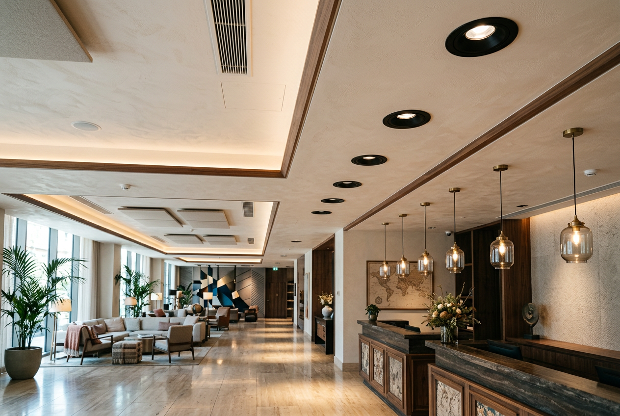 •see scene image: Downlight Spotlight-lighting-project-hotel-lobby.png