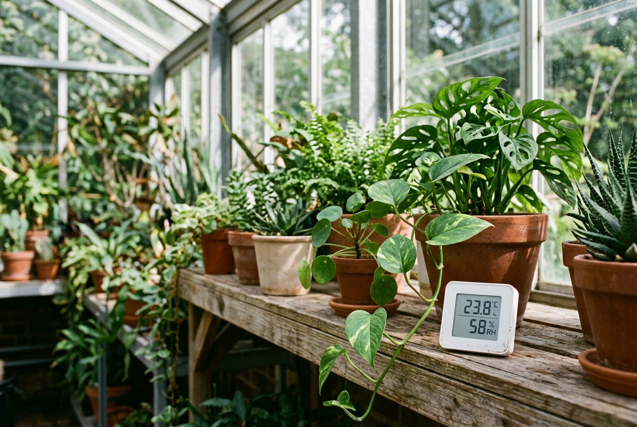 •see scene image: SR-T001-sensor-temp-greenhouse-shelf.png