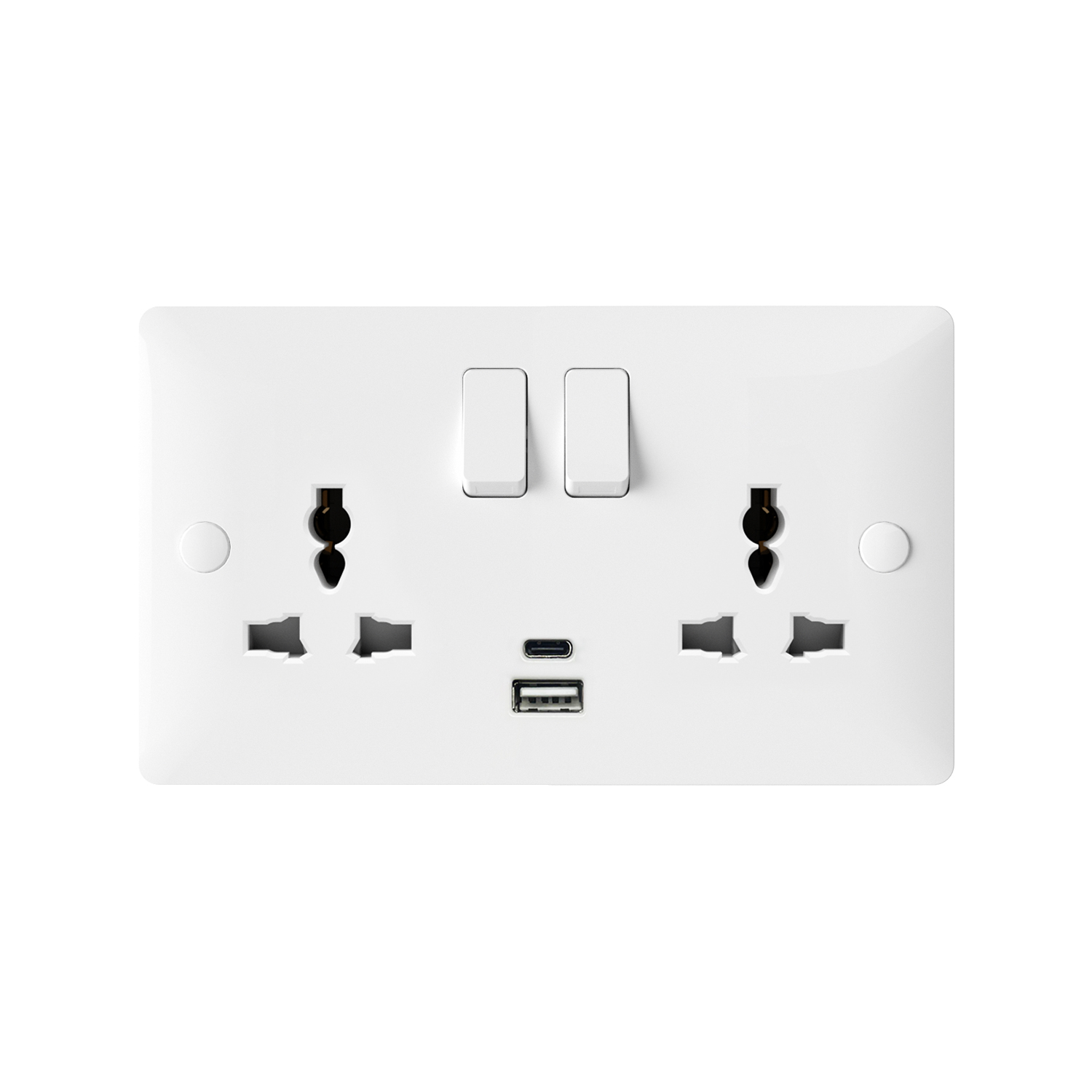 81689 — 16A 2 Gang Switched Multi-Socket with USB (Type A+C)