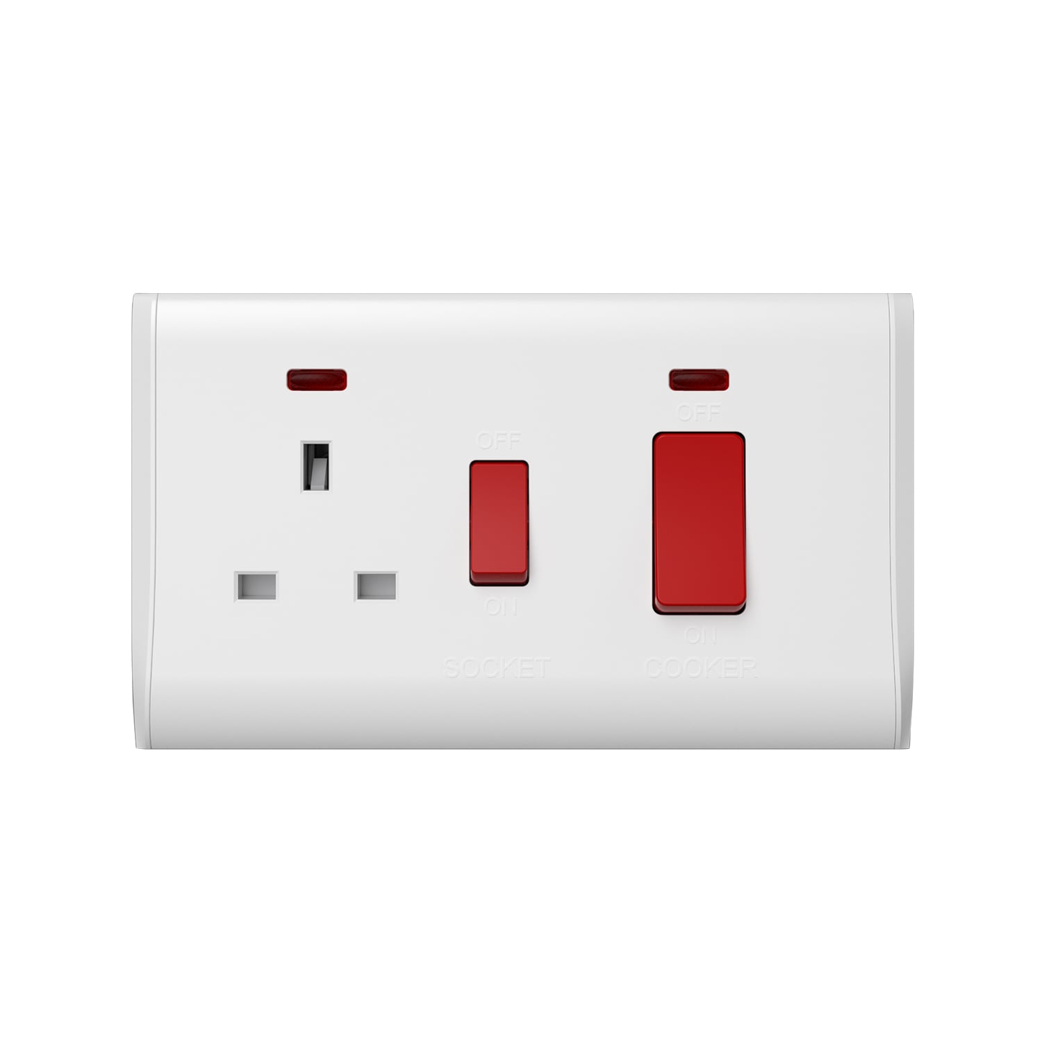P331 — 45A DP switch + neon + 13A switched socket + neon