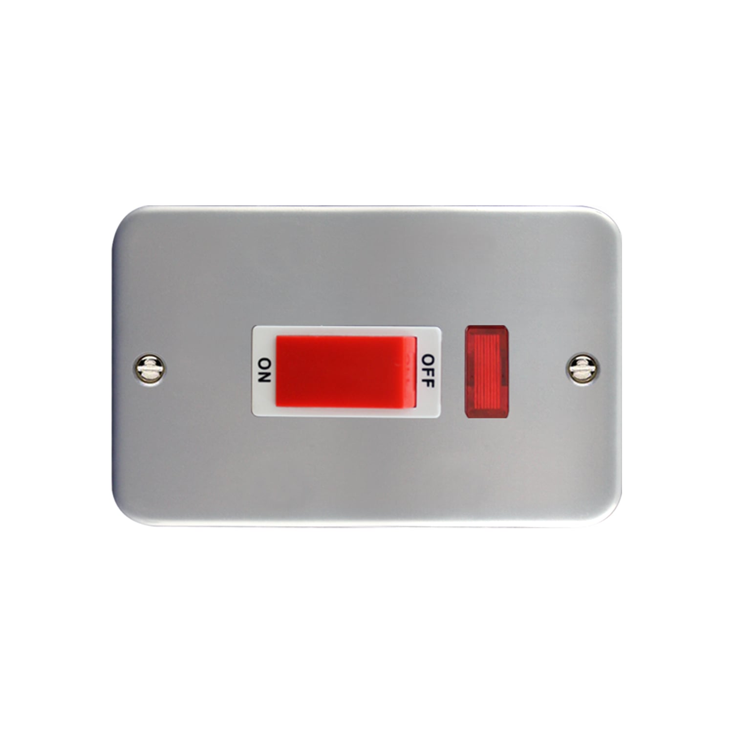 M329 — 45A 1 GANG DOUBLE POLE SWITCH + NEON, DOUBLE PLATE