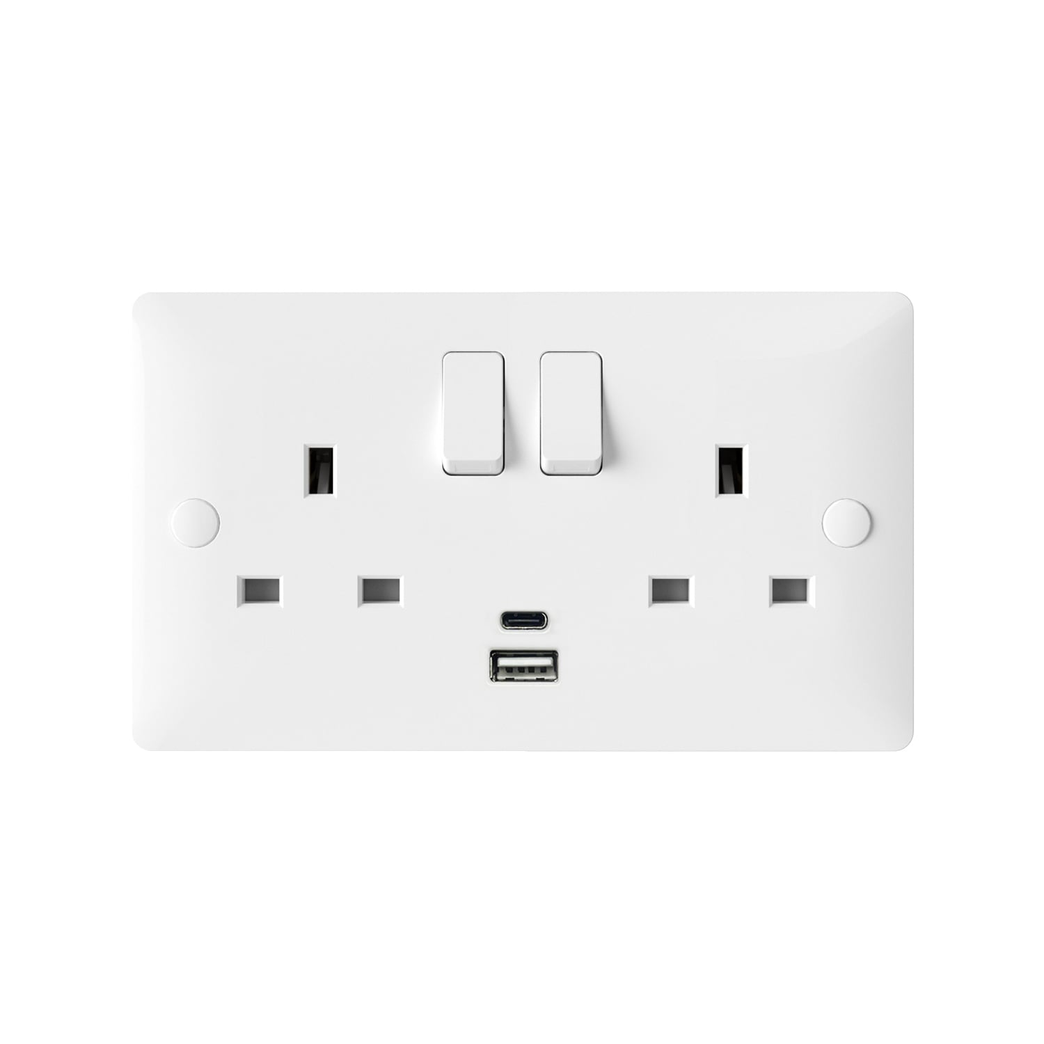 81688 — 16A 2 Gang Switched Socket with USB (Type A+C)