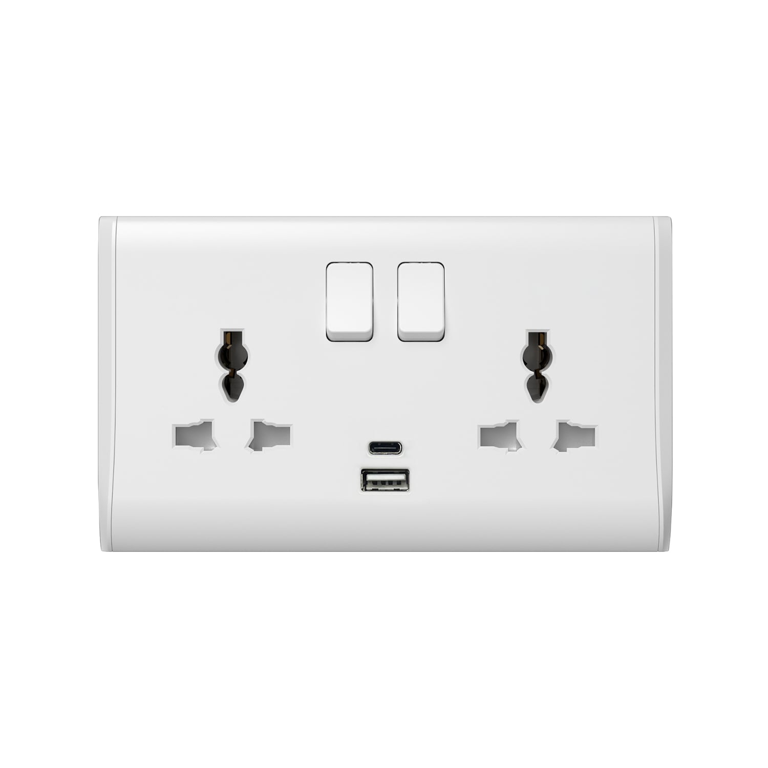 P689 — 16A 2 Gang Switched Multi-Socket with USB (Type A+C)