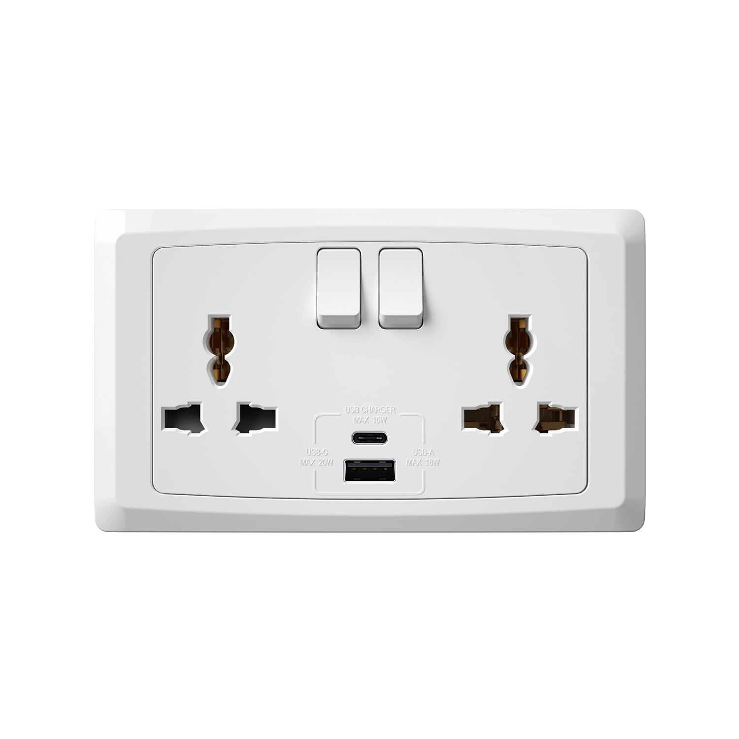 C689 — 13A 2-Gang Switched Multi Socket + 2*USB (Type A + Type C)
