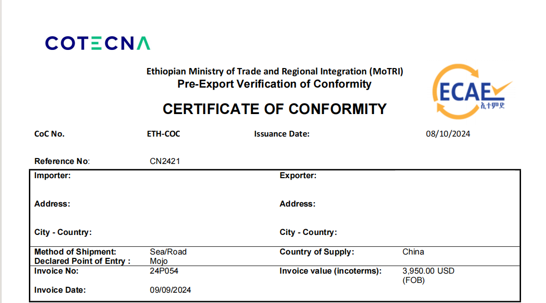 JIUAN COC CERTIFICATE