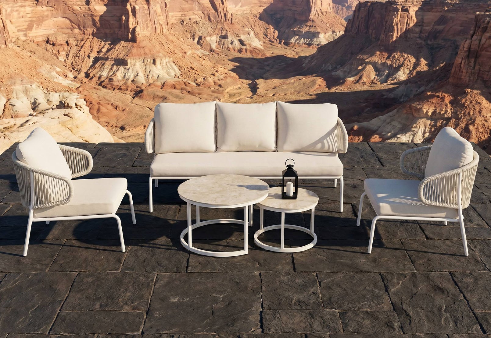 Modern Elegant Hand-Woven Rope Outdoor Sofa 4-Piece Set –Contemporary Luxury All-Weather Patio Lounge Collection