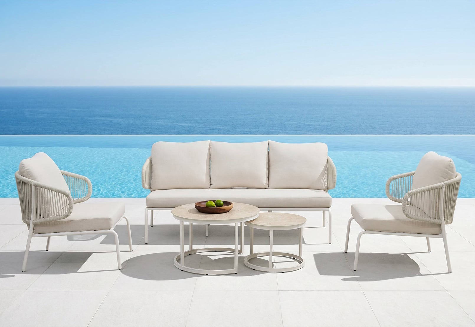 Modern Elegant Hand-Woven Rope Outdoor Sofa 4-Piece Set –Contemporary Luxury All-Weather Patio Lounge Collection