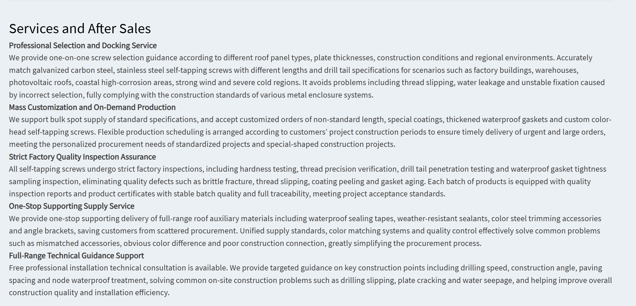 Services and After Sales