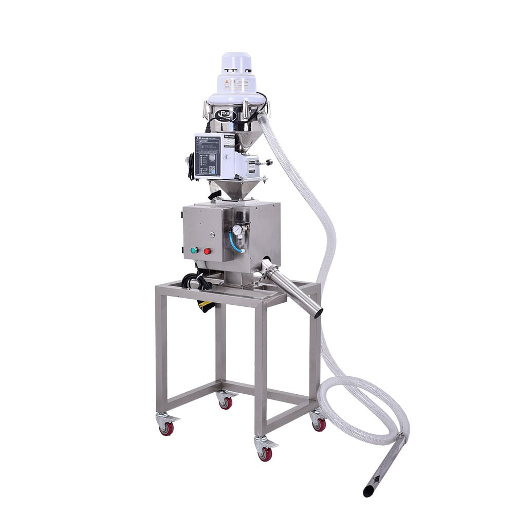 CQ-S03 metal separator with an automatic vacuum loader on top and a flexible conveying hose