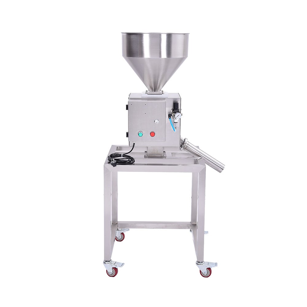CQ-S02 standard free-fall metal separator with inlet hopper, control panel and angled reject outlet