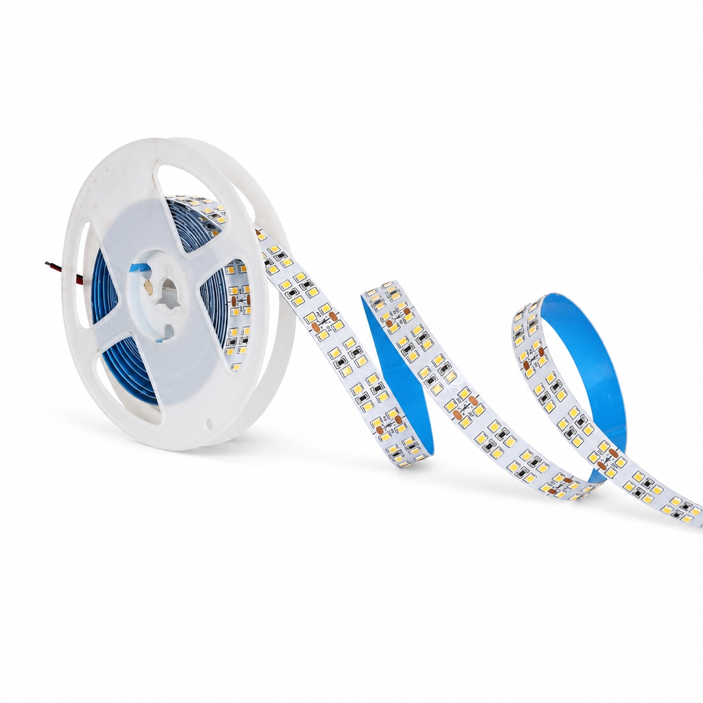 Double Row 2835 SMD LED Strip Light, DC 24V 240 LEDs/M 15mm Wide, Warm White to Daylight Options, Self-Adhesive for Accent & Backlighting