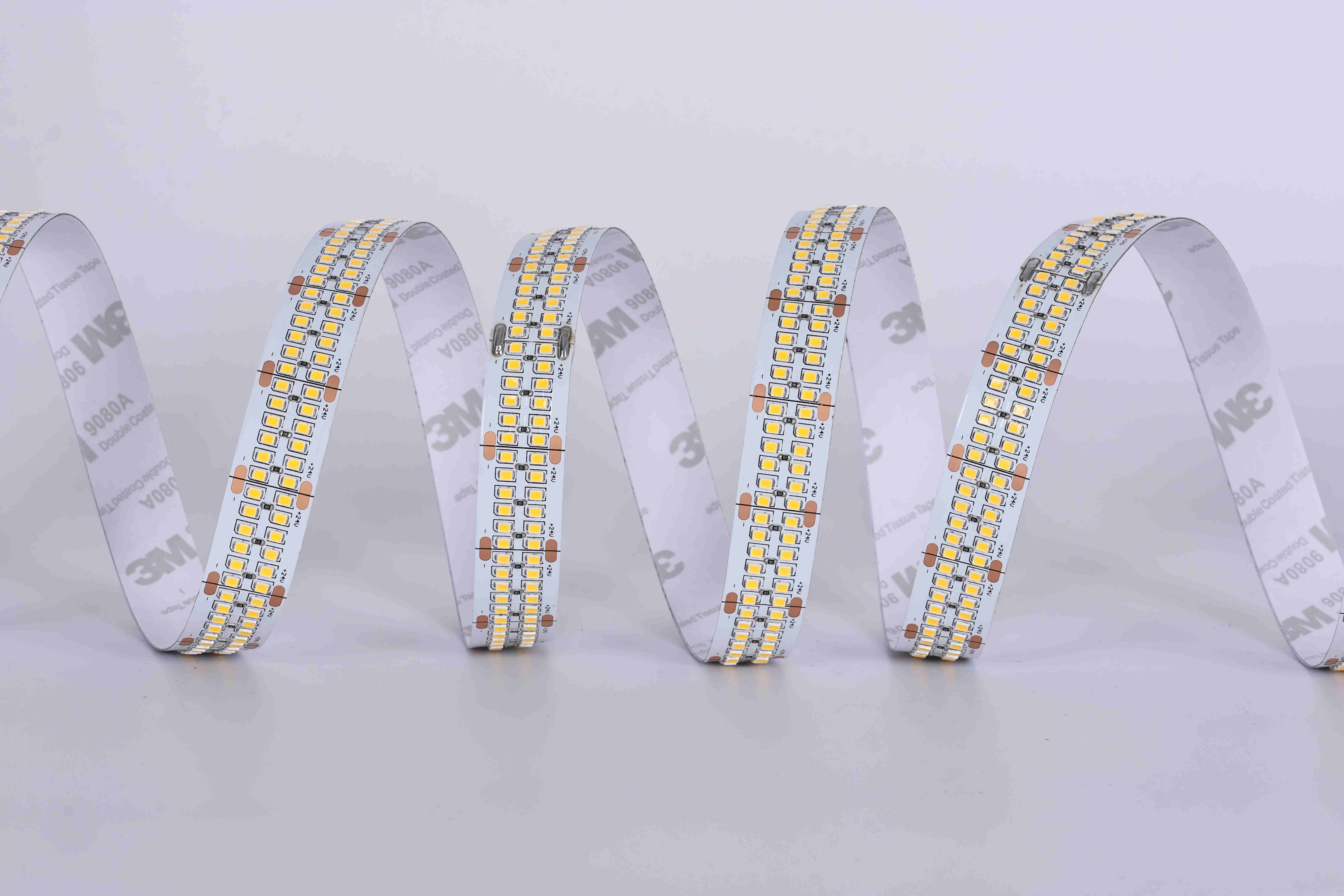 High Density 2025 SMD LED Strip Light, DC 24V 624 LEDs/M 3300 Lumens per Meter, Warm to Cool White Options for Cove & Task Lighting