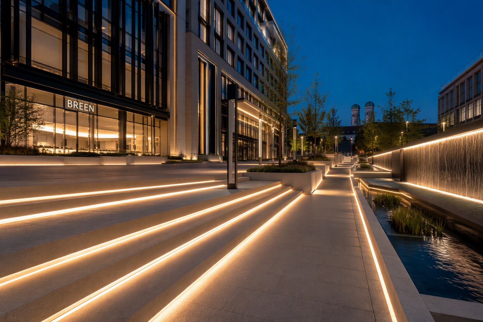 Illuminazione architettonica e paesaggistica esterna (strisce LED a corrente costante ultra-lunghe, con grado di protezione elevato)