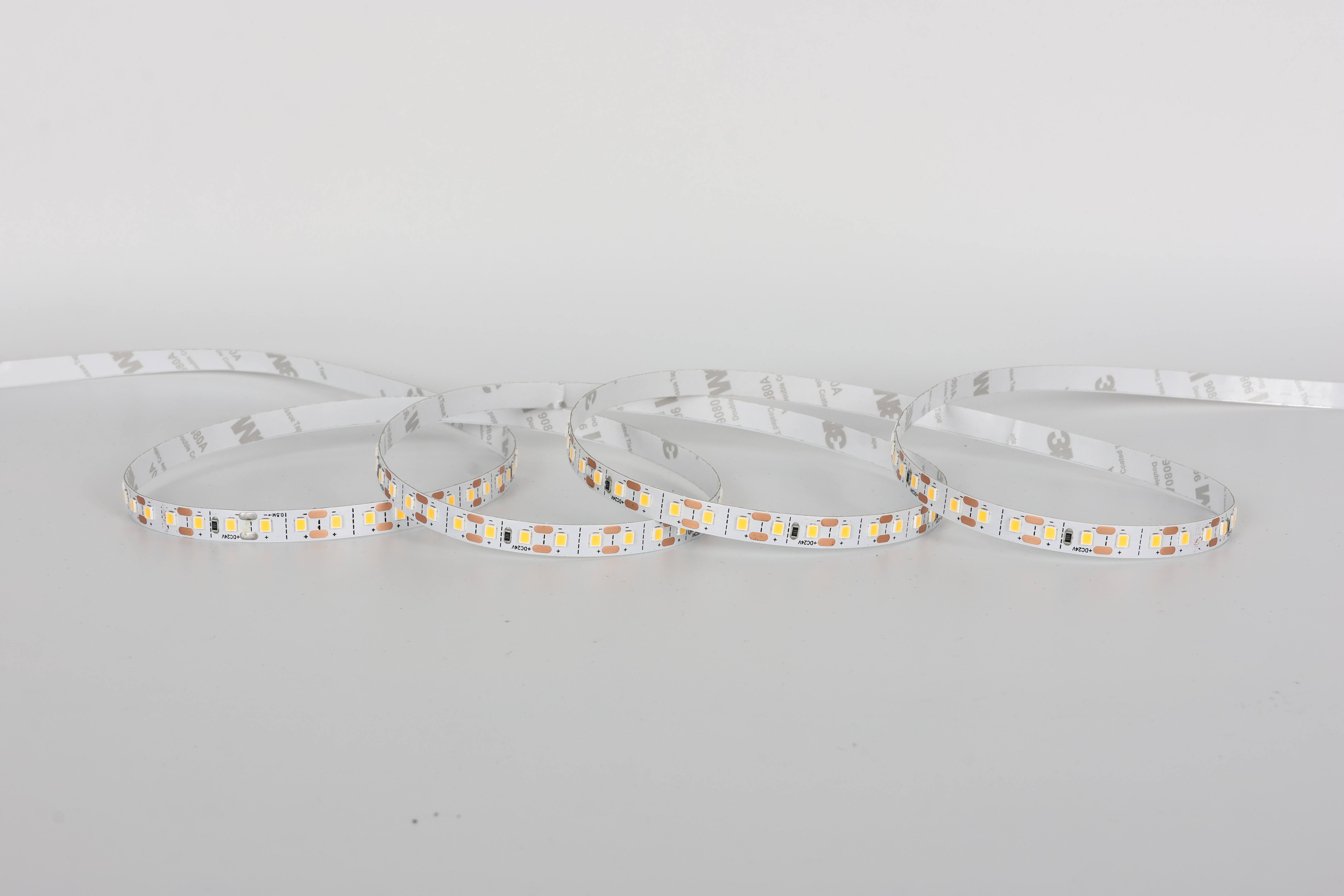 2835 SMD LED Strip Light, 120 LEDs/M, Warm White to Daylight Options, Self-Adhesive Cuttable Design for Indoor Accent & Shelf Lighting