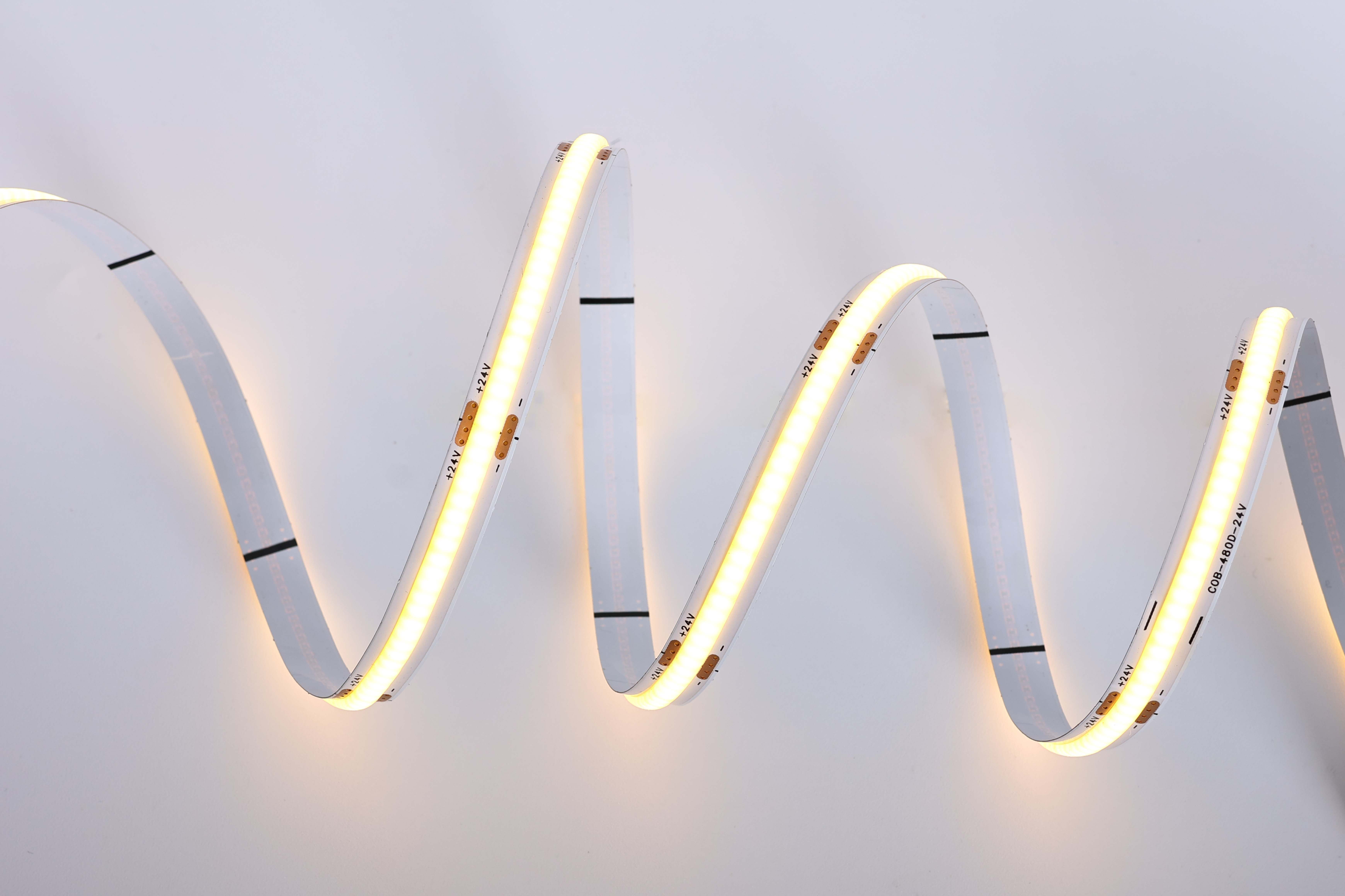COB LED Strip Light, 24V DC 480 LEDs/M 1400 Lumens, 2700K-6500K Options, for Under Cabinet Lighting