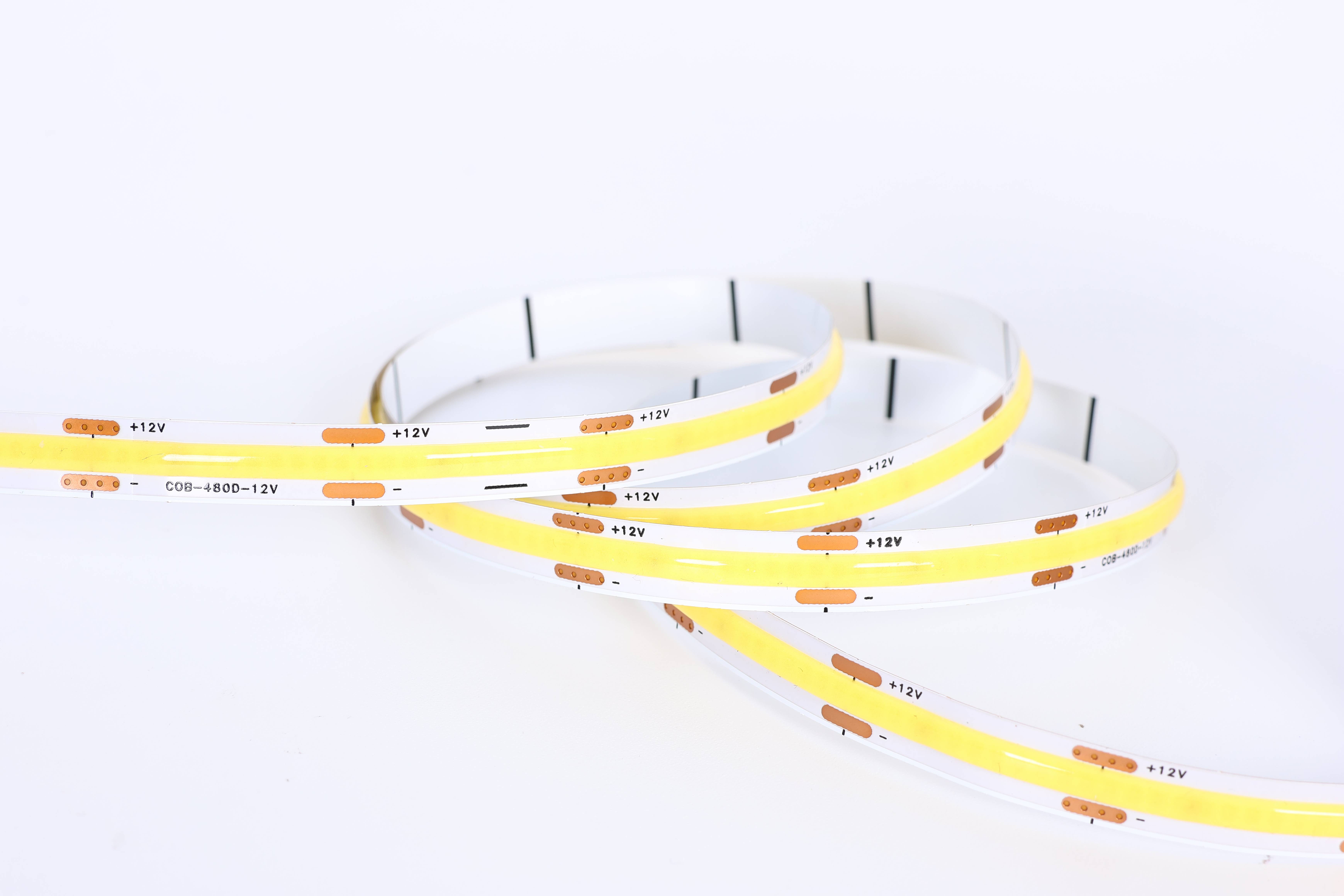 COB LED Strip Light, 12V DC 480 LEDs/M 1050 Lumens, 2700K-6500K Options, for Under Cabinet Lighting