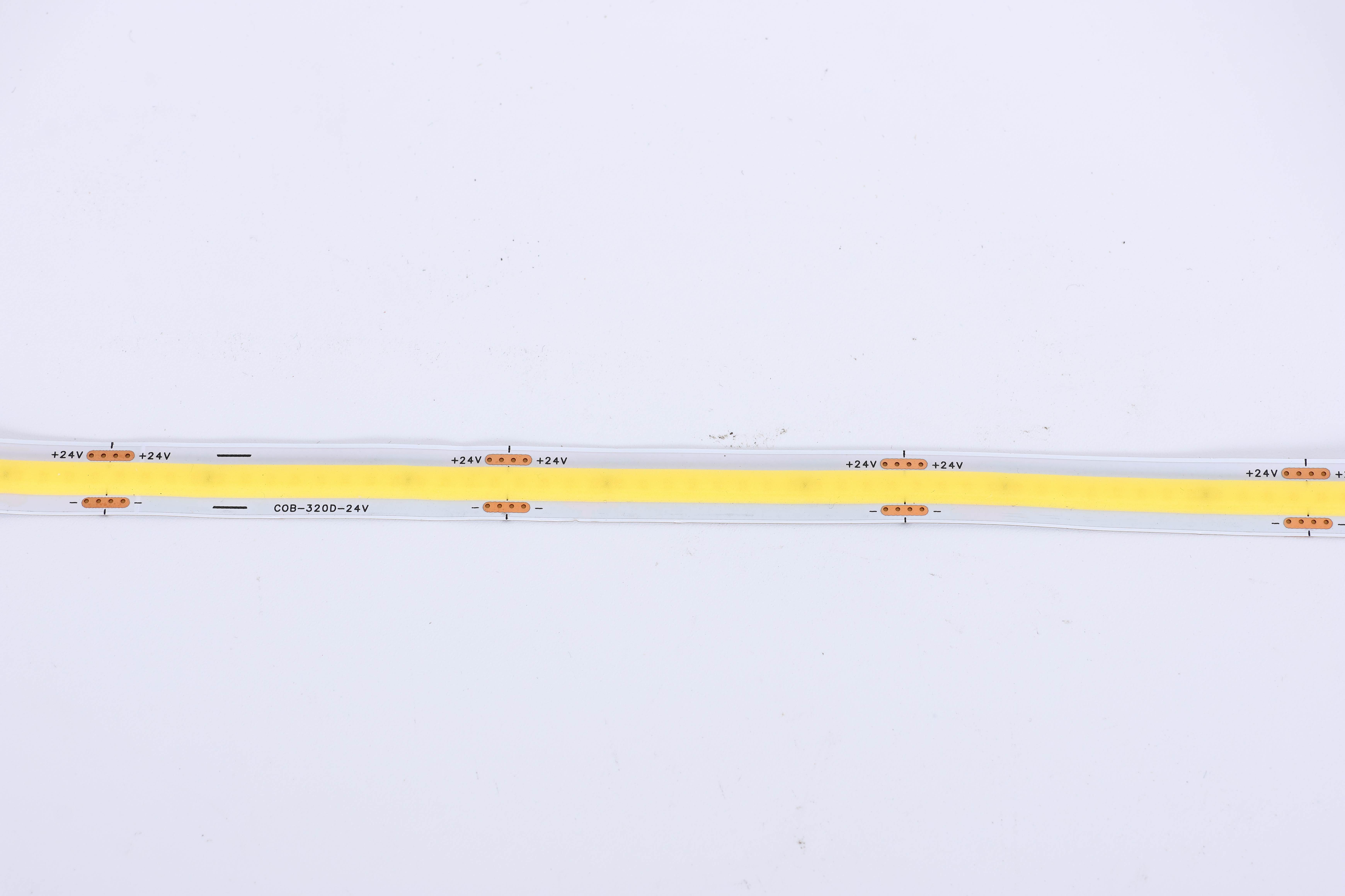COB LED Strip Light, 24V DC 320 LEDs/M 10mm Seamless Connection, 1400 Lumens with 2700K-6500K Options, for Cabinet & Cove Lighting