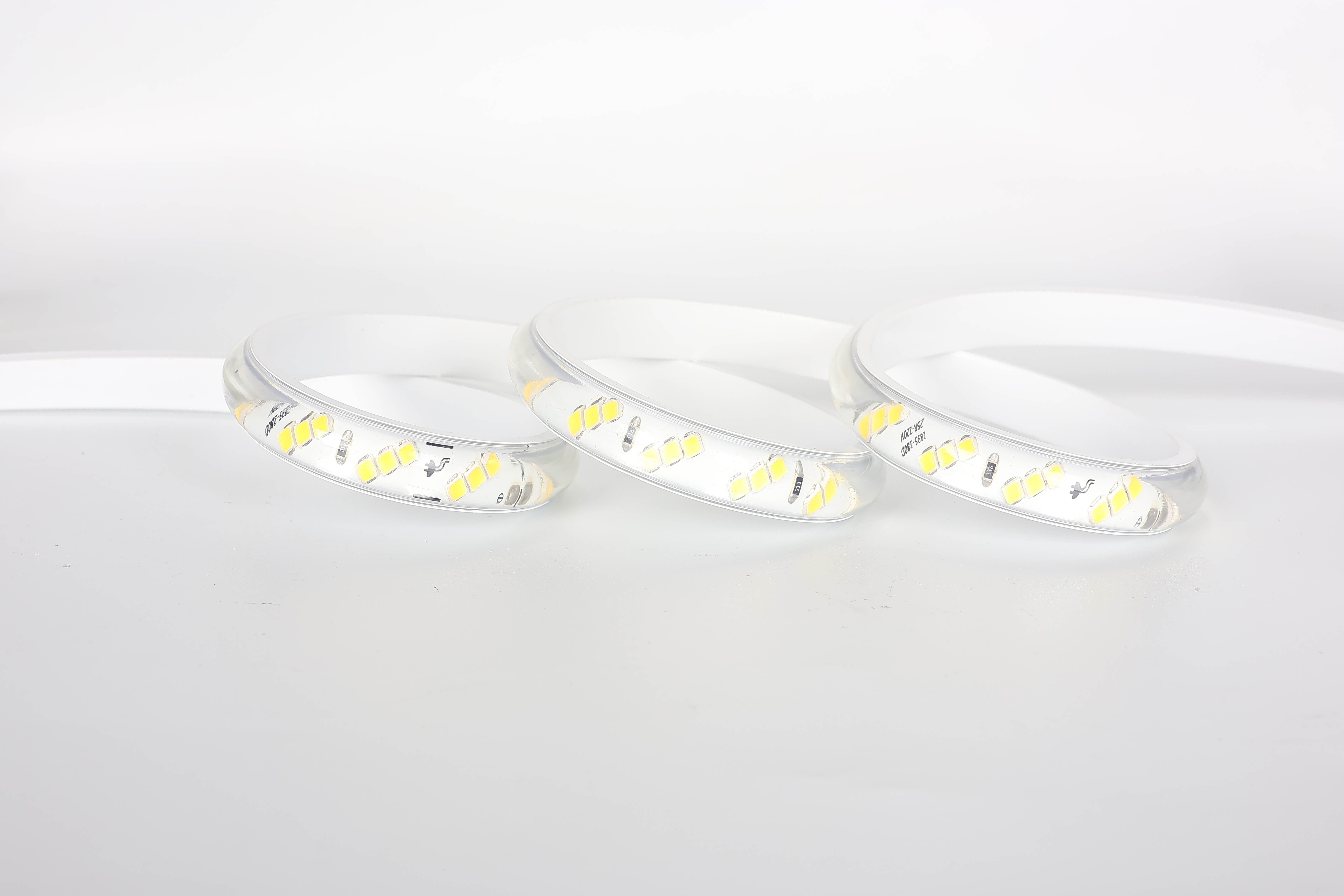 striscia LED ad Alta Tensione 220 V, 180 LED/m, doppio bianco, CA 220–240 V, profilo a cupola IP65 per illuminazione di facciate
