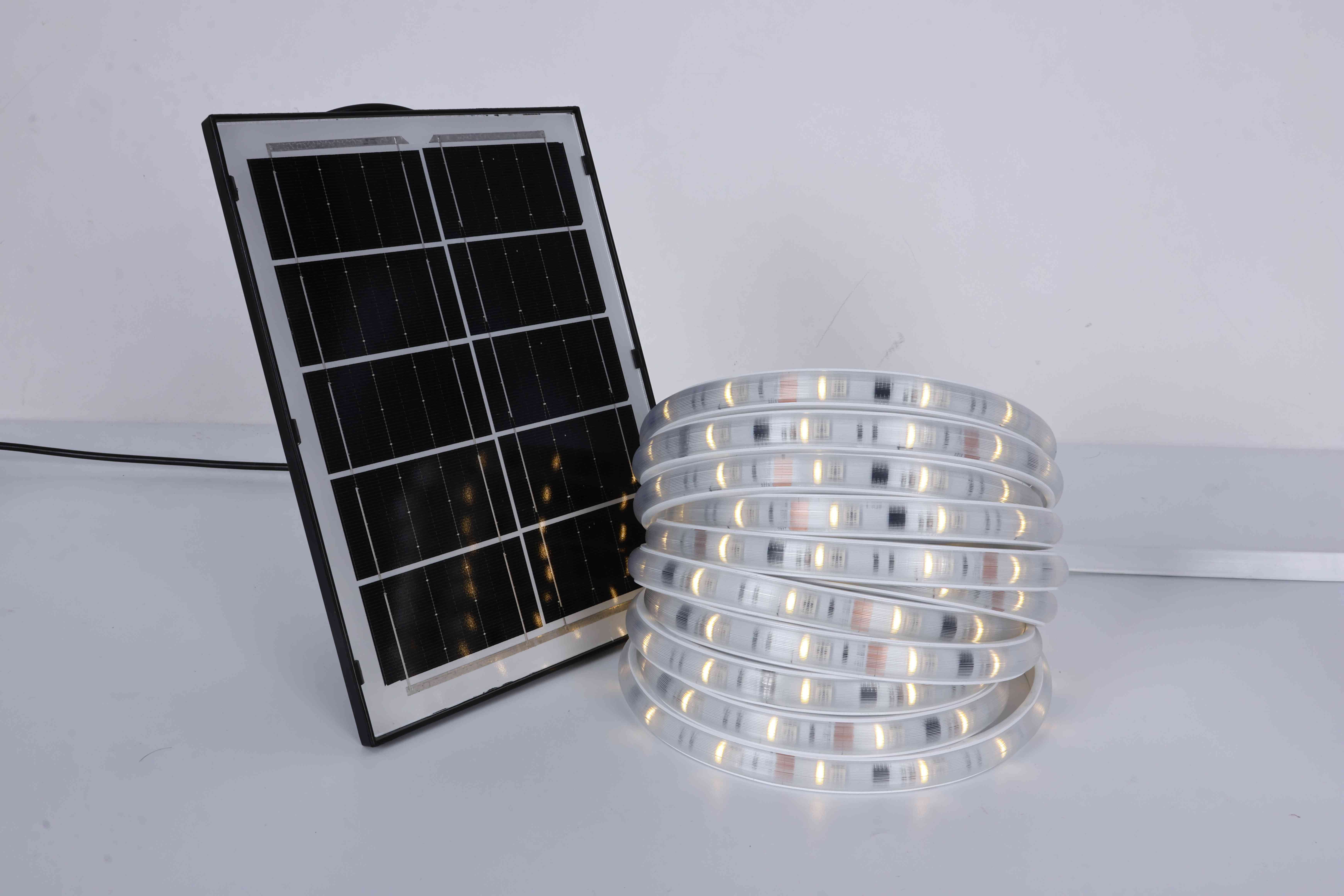 Kit di strisce LED ad indirizzamento solare con effetti dinamici multicolore, 10 metri, con luce bianca calda, telecomando, per illuminazione da esterno in giardino