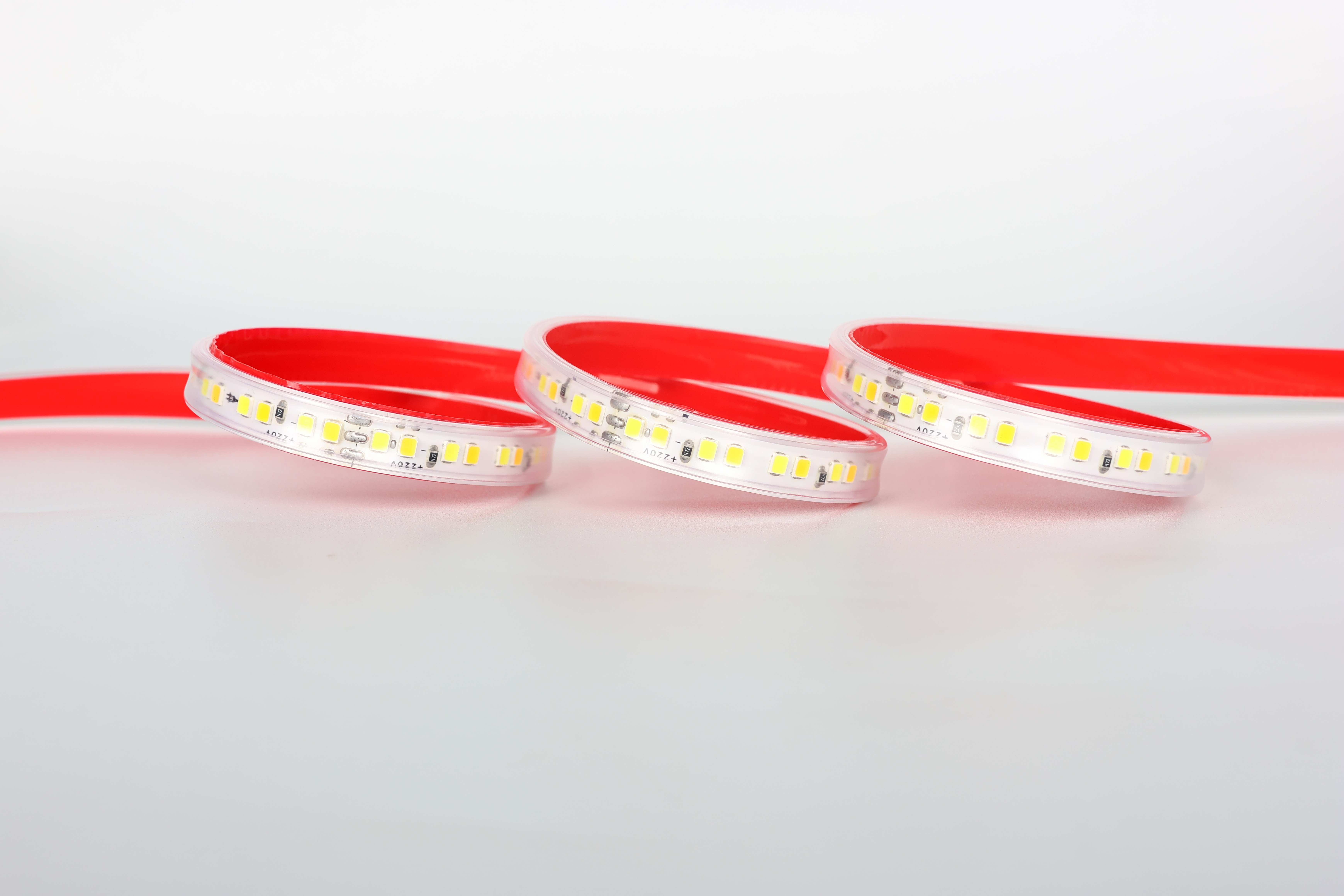 220V High Voltage LED Strip Light, Dual Color 2700K+6500K AC 220V-240V, IP65 Slim Dome for Outline & Accent Lighting