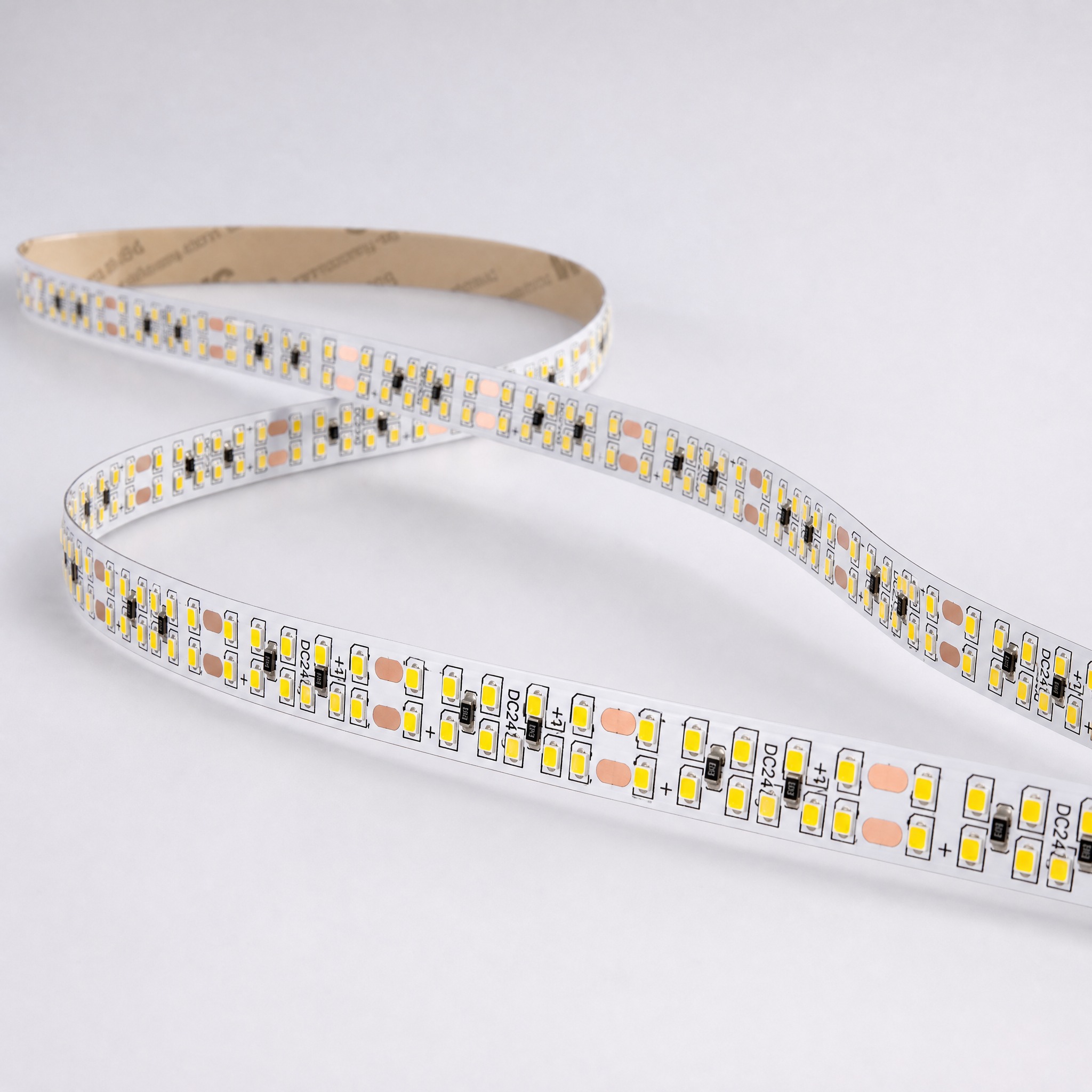 Double Row 2025 SMD LED Strip Light, DC 24V 384 LEDs/M, Warm White to Daylight Options, Self-Adhesive for Cove & Accent Lighting