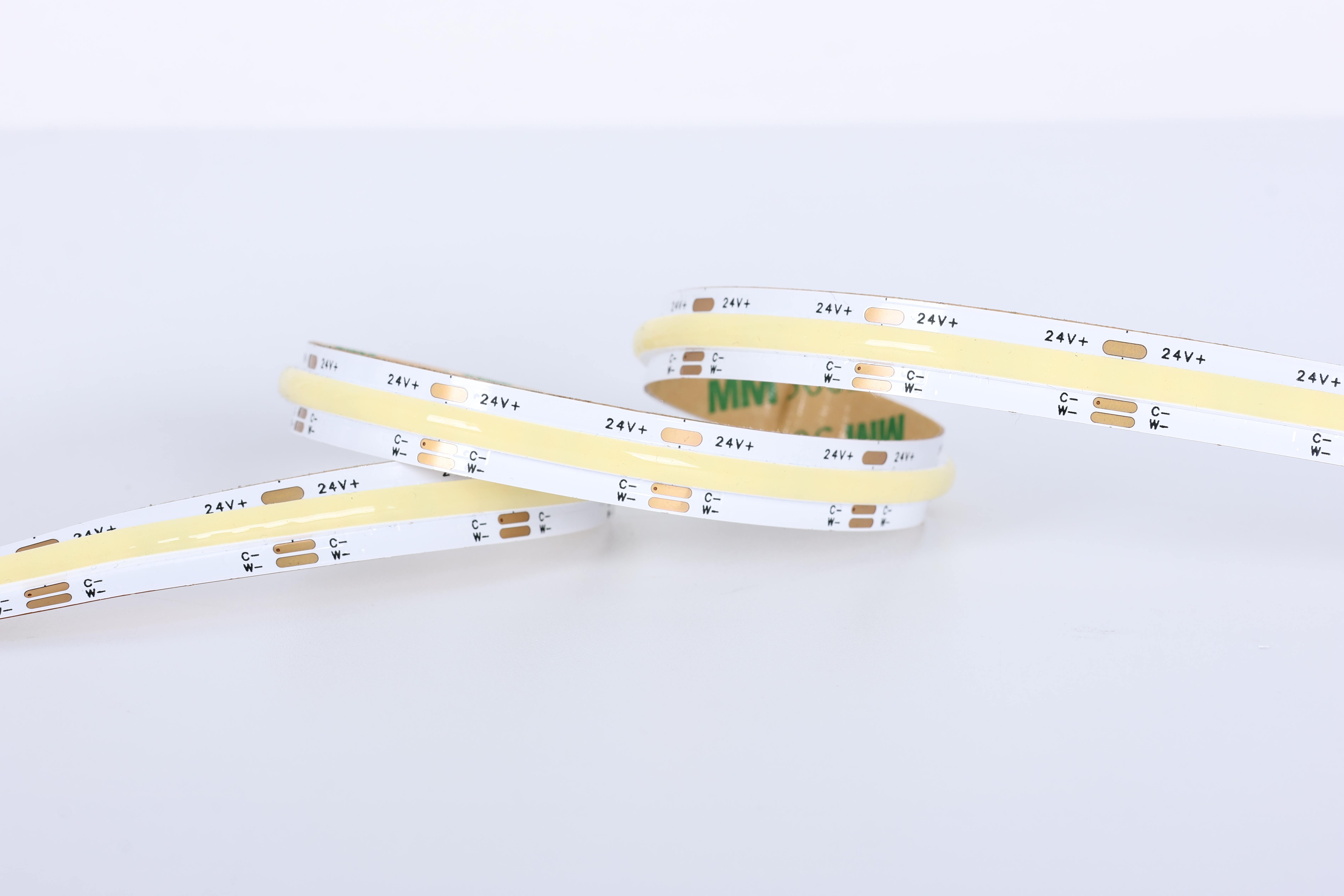 High CRI90 COB Dual White LED Strip Light, 24V 560 LEDs/M Full Spectrum Warm White & Daylight 2700K/6500K, for Cabinet & Wardrobe Lighting