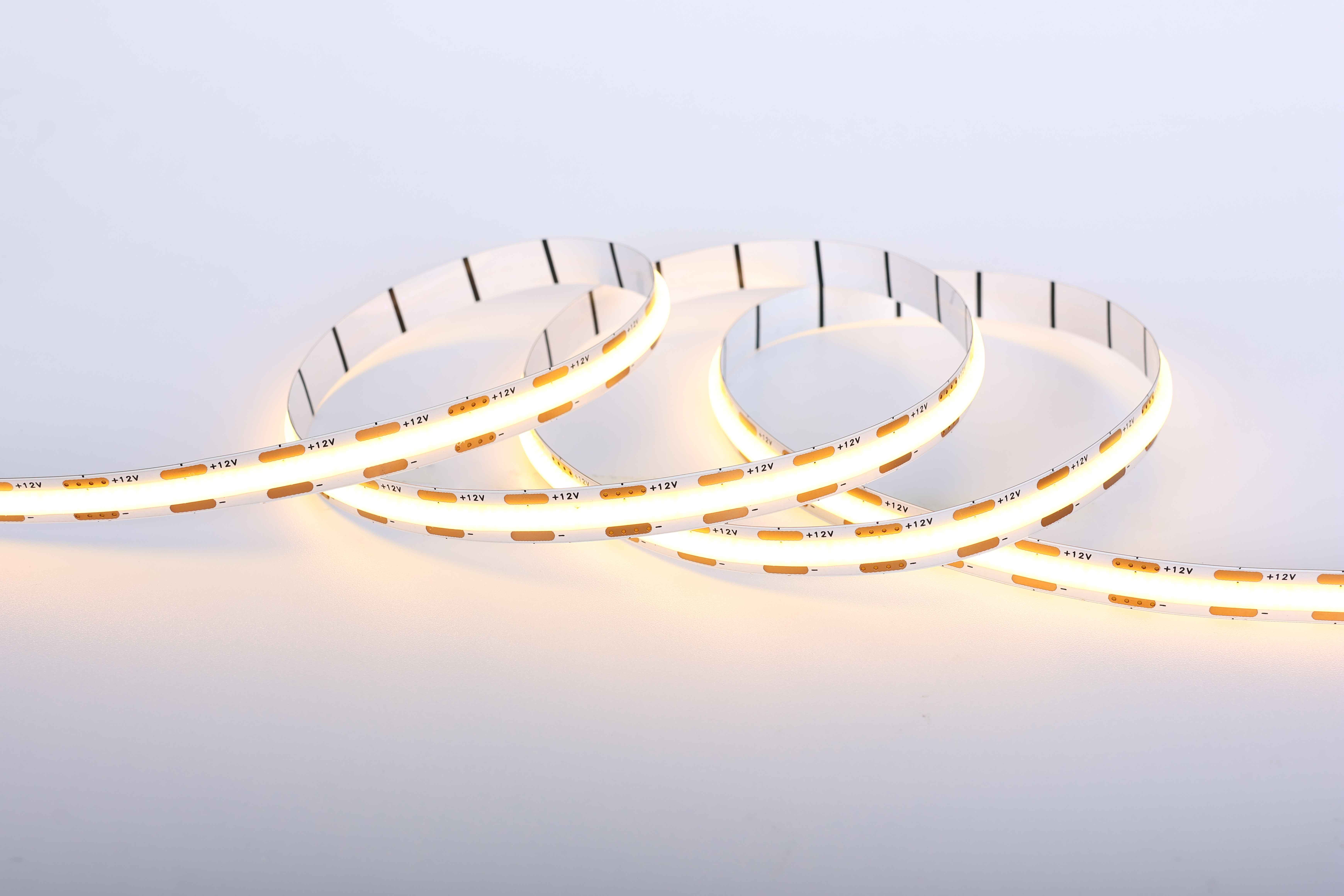 COB LED Strip Light, 12V DC 640 LEDs/M 1400 Lumens, 2700K-6500K Options, for Under Cabinet Lighting