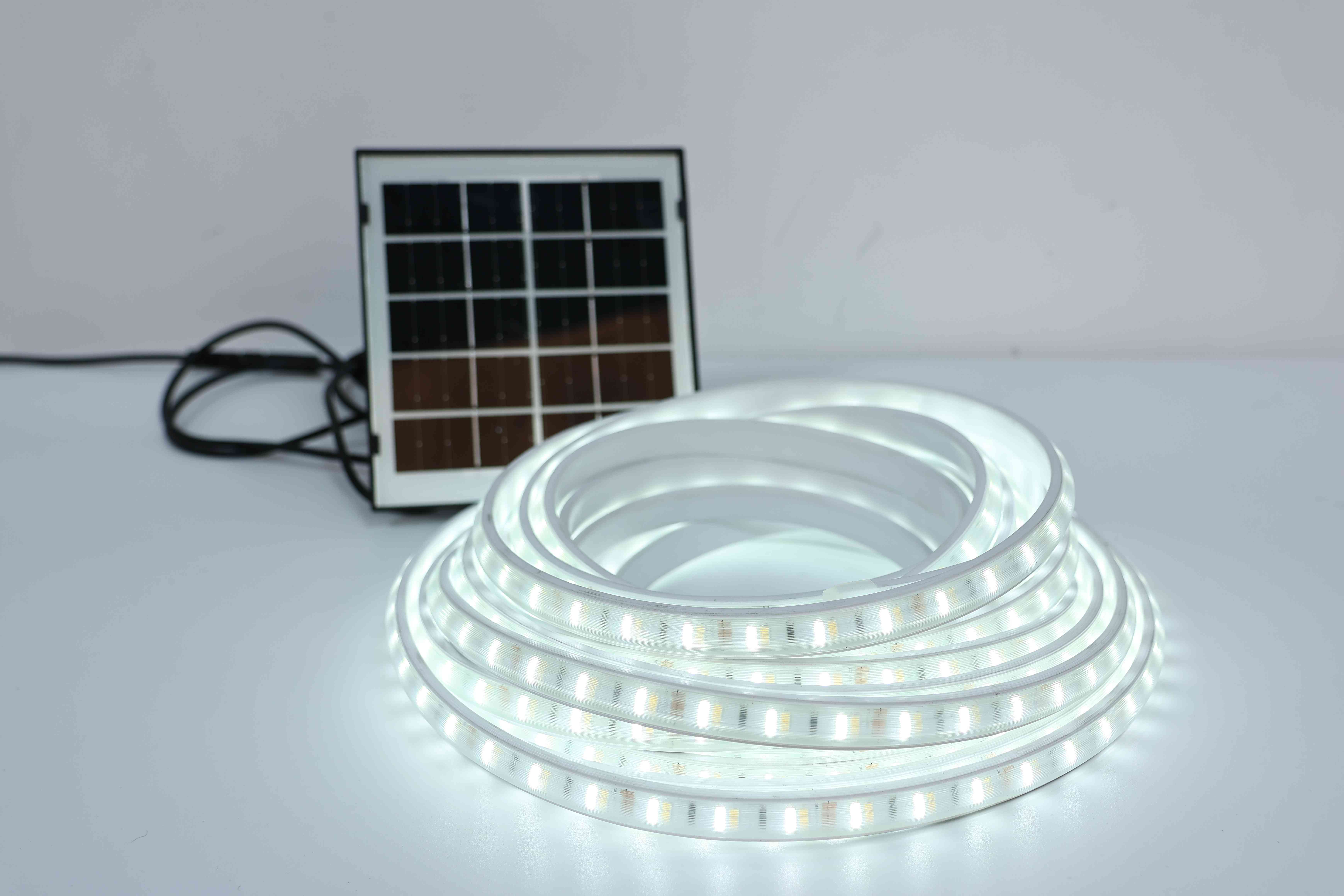 Solar Powered LED Strip Light Kit, Dual White 3000K/6500K with Remote Control, IP65 for Outdoor Garden Lighting