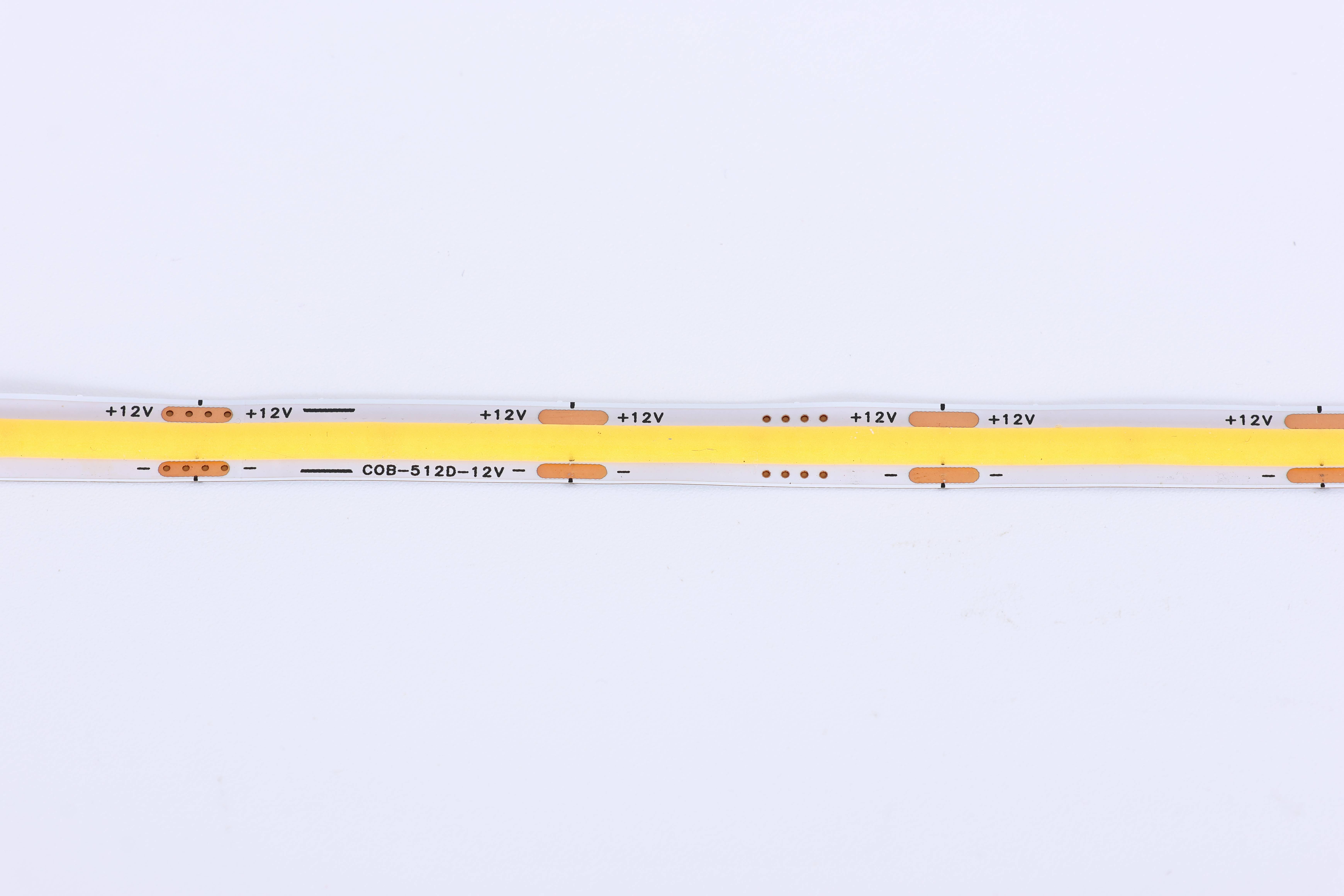 COB LED Strip Light, 12V DC 512 LEDs/M 1400 Lumens, 2700K-6500K Options, for Under Cabinet Lighting