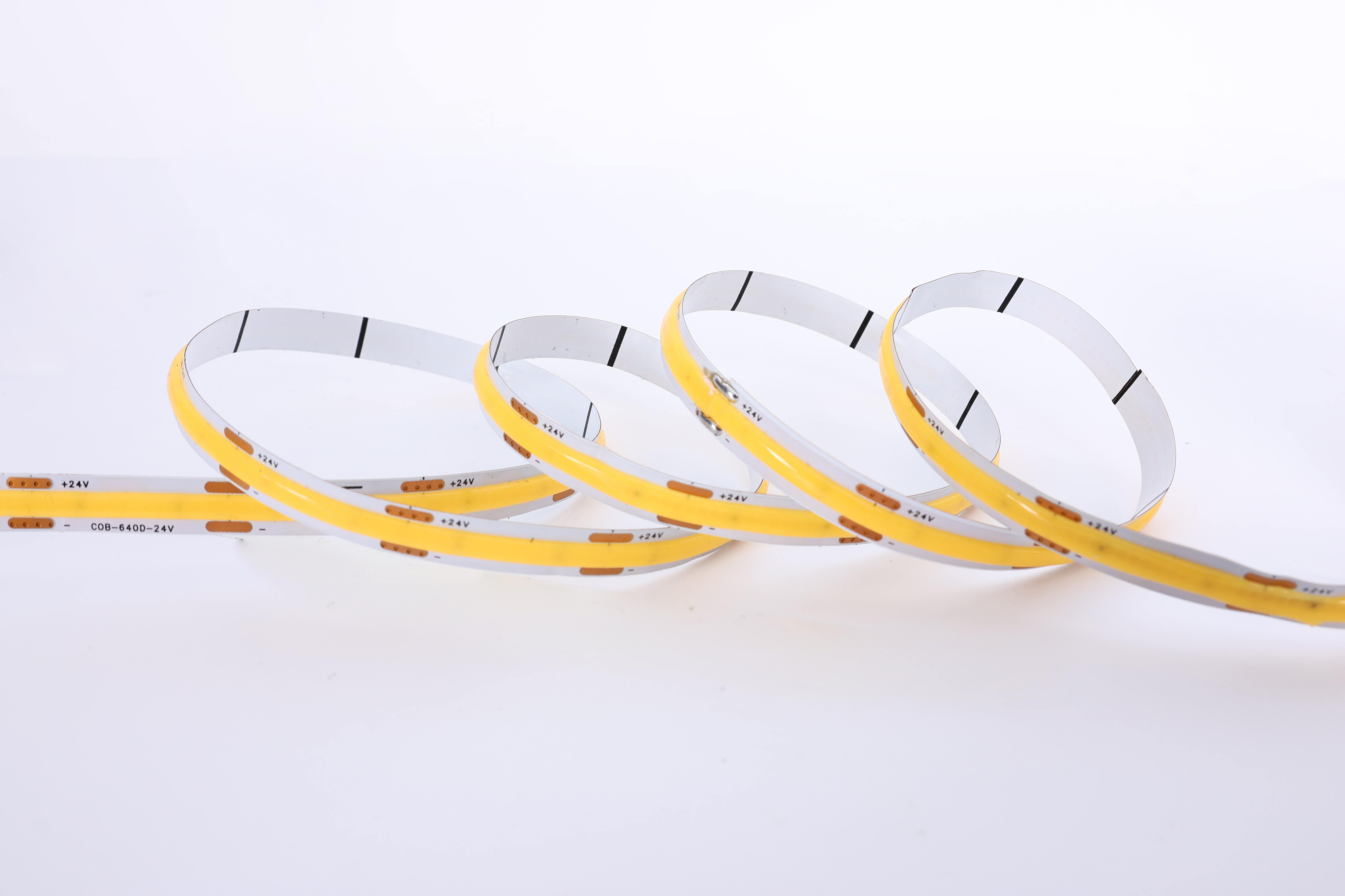 Ultra Bright COB LED Strip Light, 24V DC 640 LEDs/M 1800 Lumens, 2700K-6500K Options, for Under Cabinet Lighting
