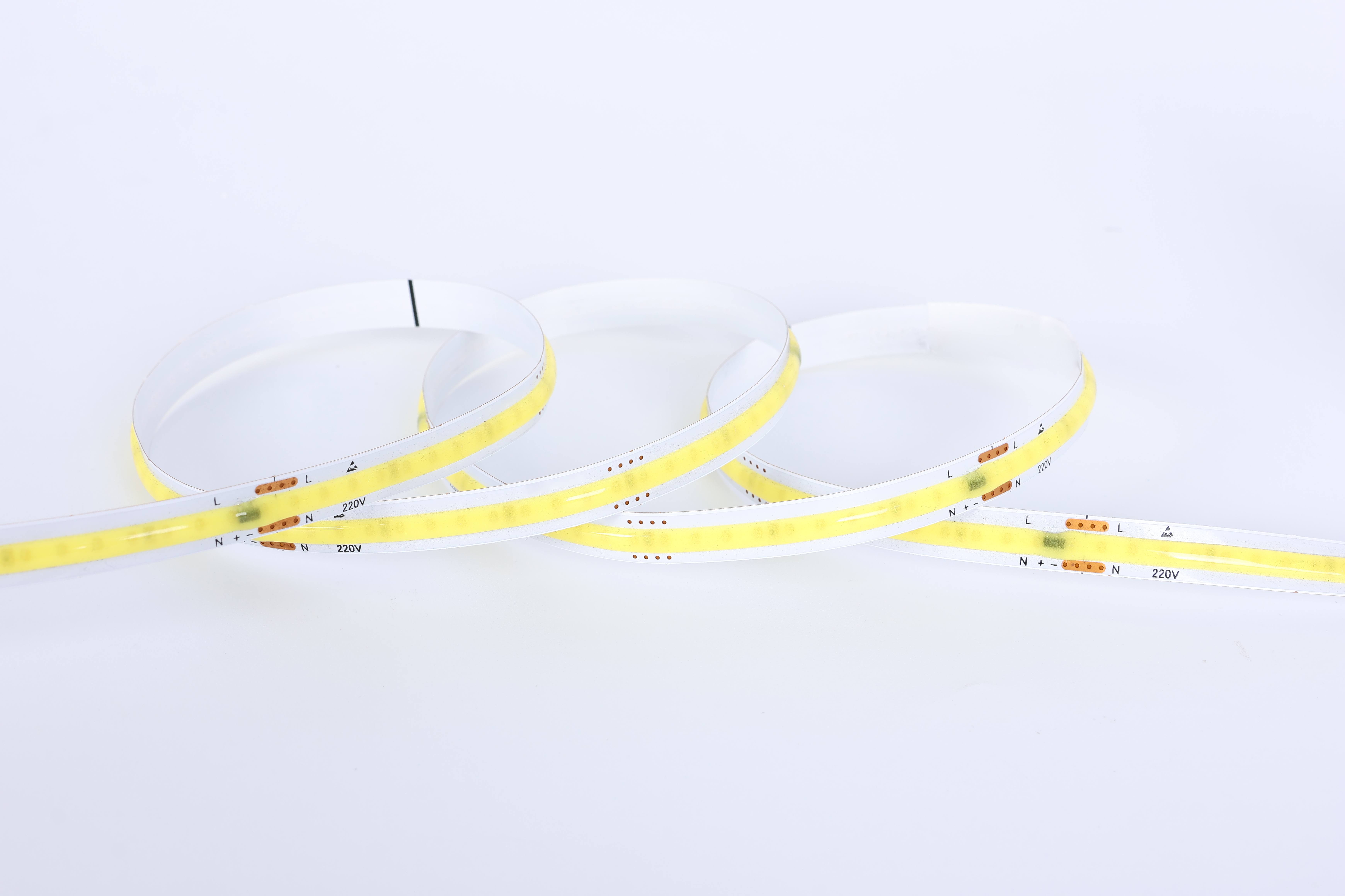 Striscia LED COB, CA 220 V, 240 LED/m con cavo di alimentazione con spina, opzioni 2700 K–6500 K, per illuminazione architettonica e a sottopavimento