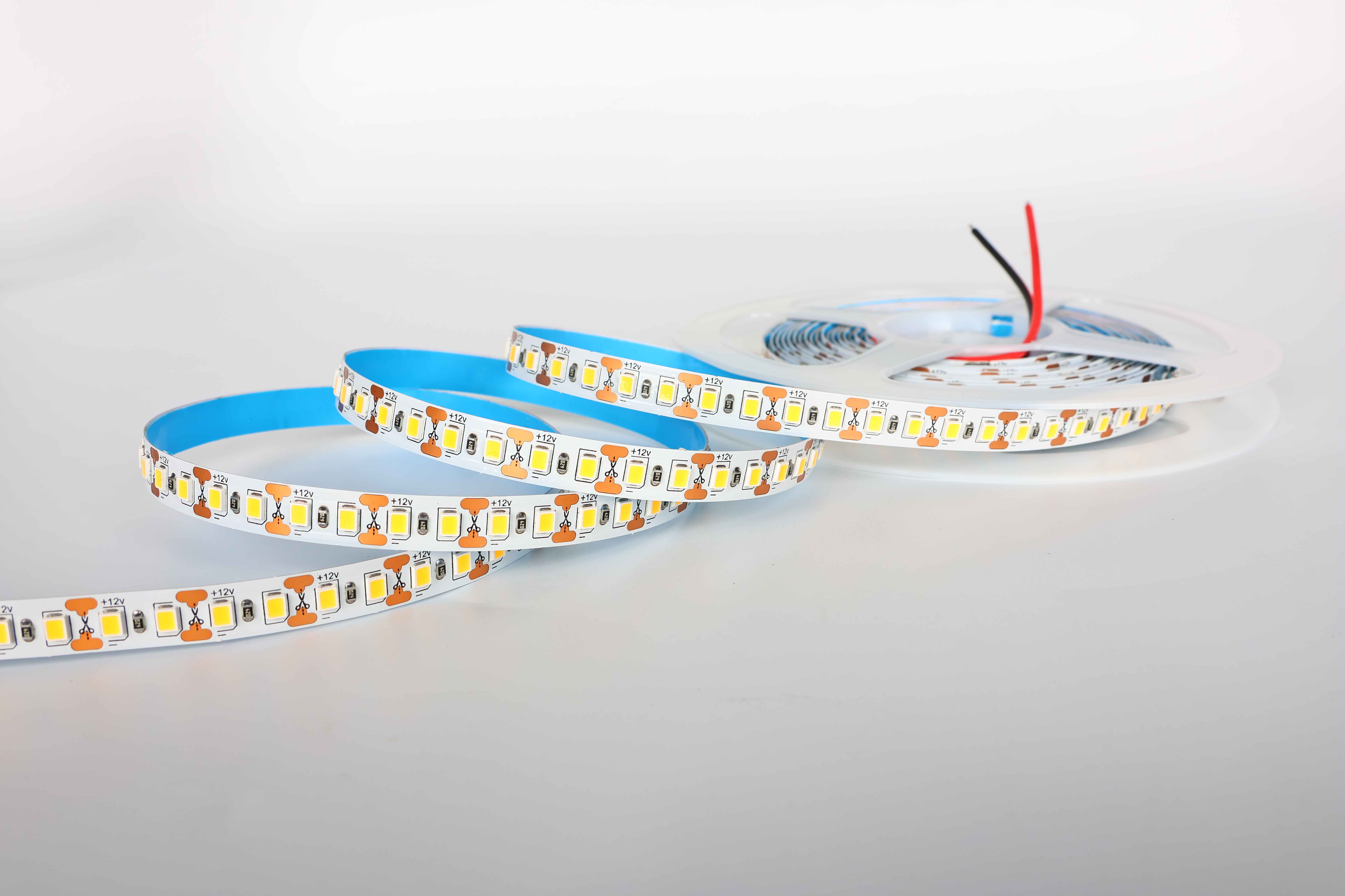 2835 SMD LED Strip Light, DC 12V 144 LEDs/M, Warm White to Daylight Options, Self-Adhesive for Under Cabinet & Backlighting Projects