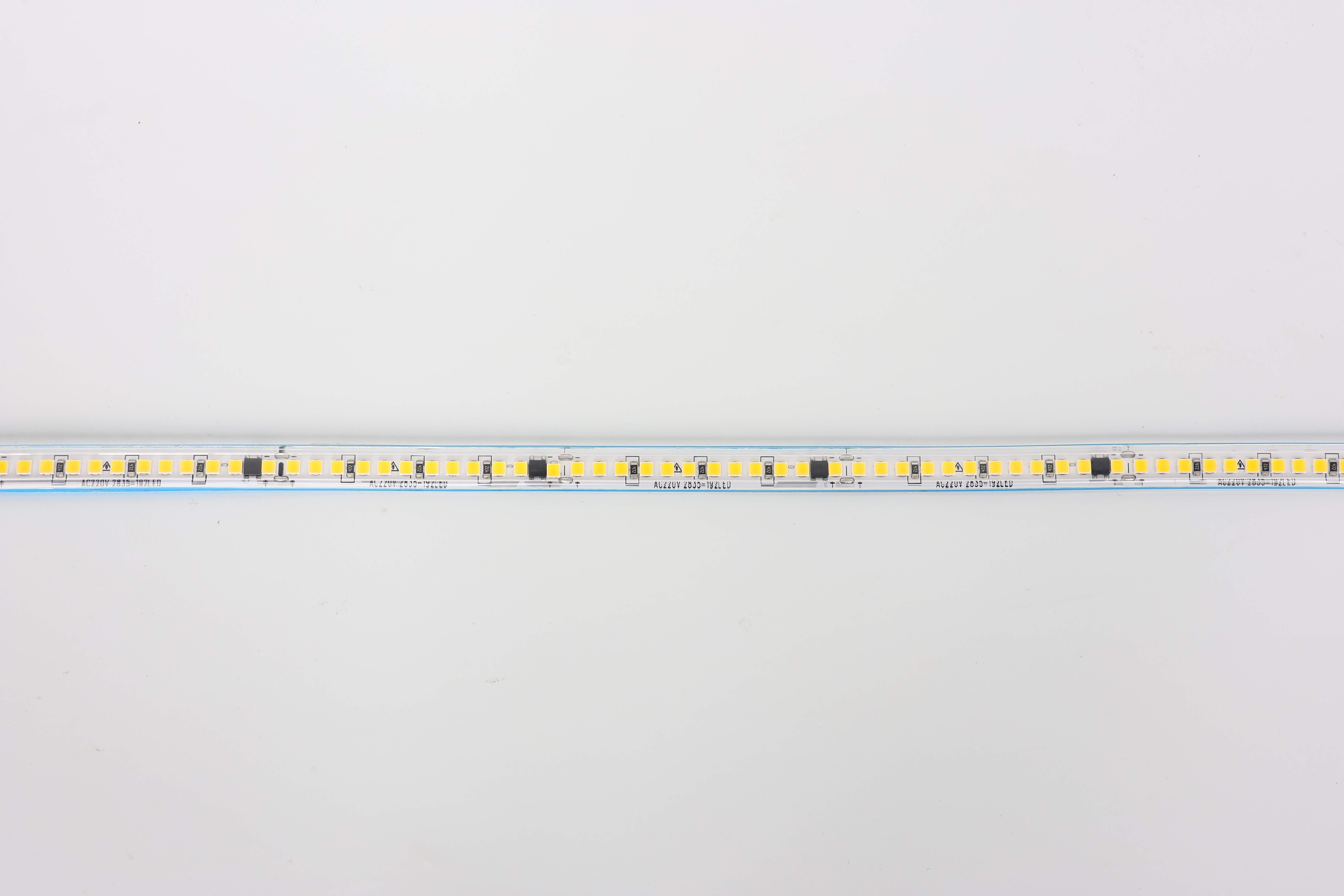 220V High Voltage LED Strip Light, 192 LEDs/M Single Color AC 220V-240V, IP65 Slim 3.5mm Dome for Outline Lighting