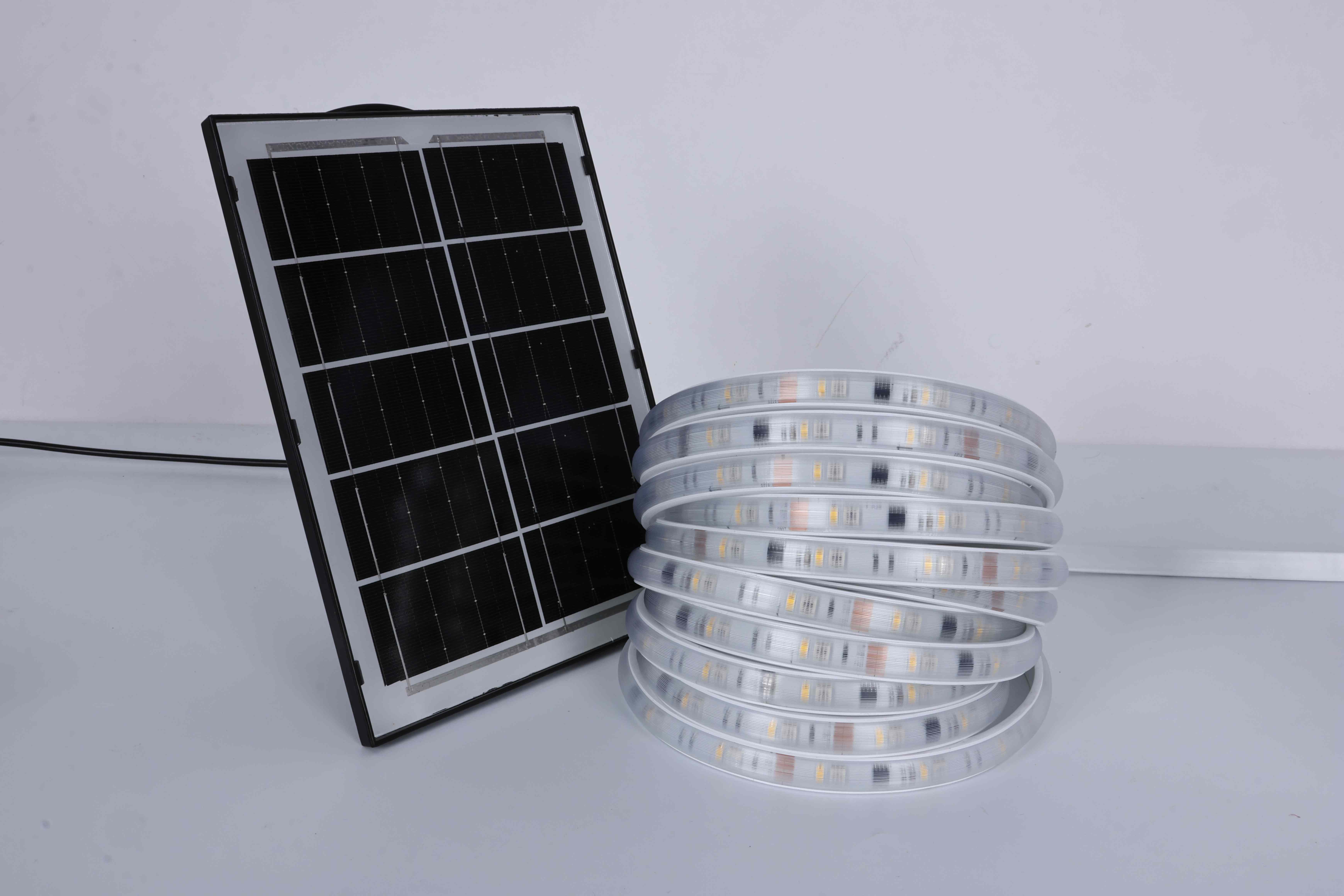 Kit di strisce LED ad indirizzamento solare con effetti dinamici multicolore, 10 metri, con luce bianca calda, telecomando, per illuminazione da esterno in giardino