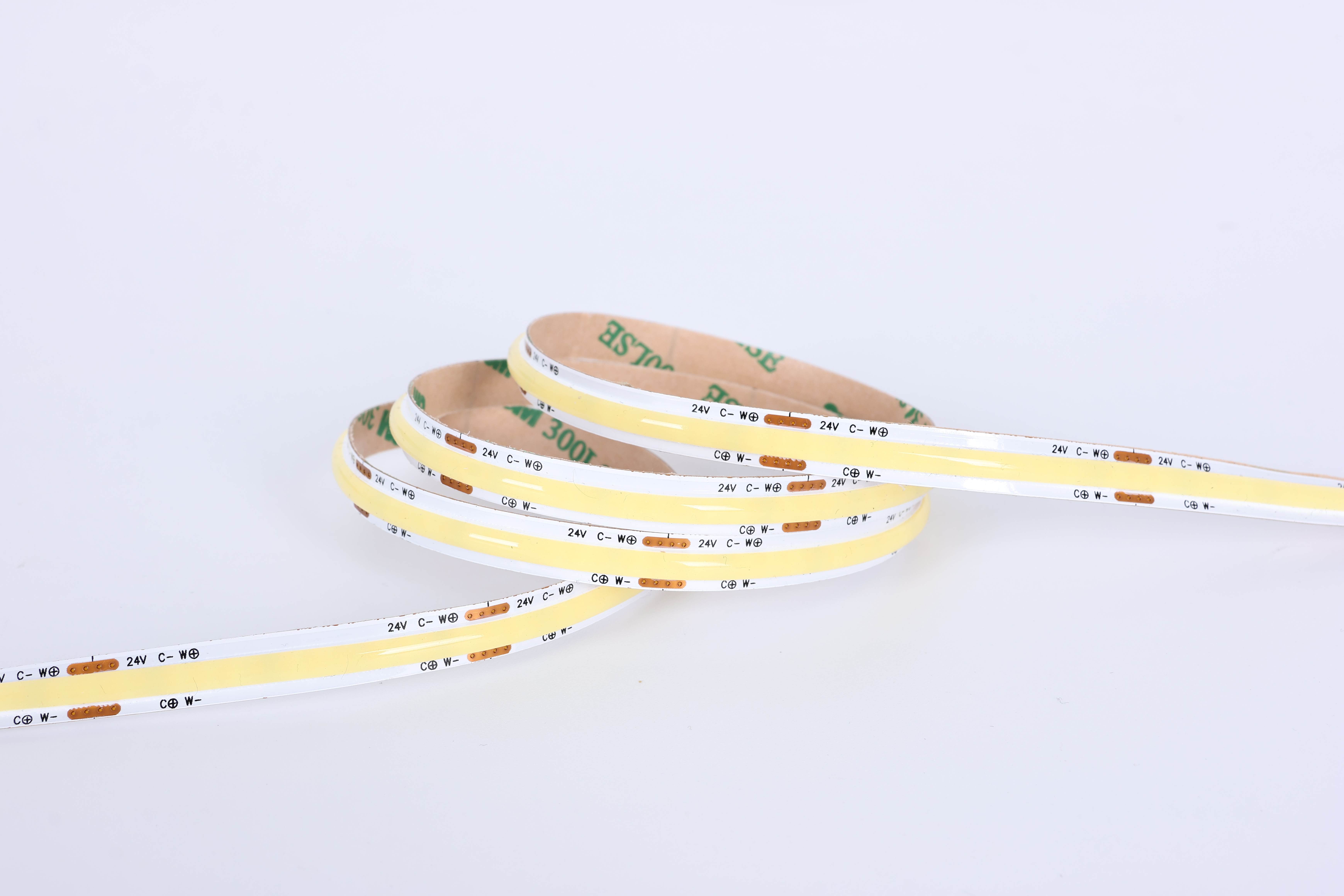 High CRI90 COB Dual White LED Strip Light, 24V 560 LEDs/M Warm White & Daylight 2700K/6500K, for Under Cabinet & Wardrobe Lighting