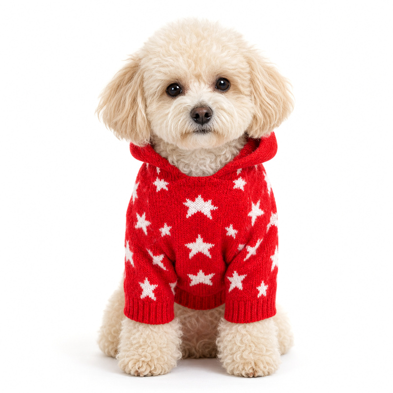 A red and white star-studded hat
