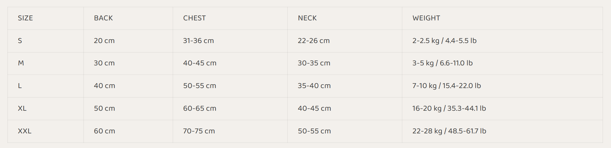SIZE GUIDE