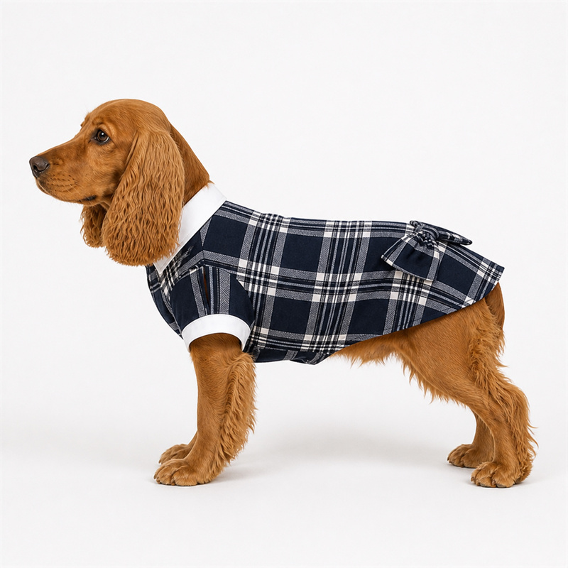 Navy blue checkered school dress