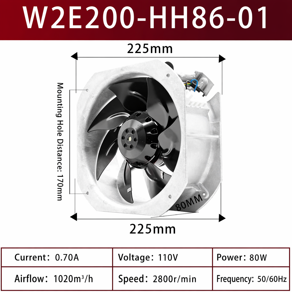 Brand New W2E200-HK38-01 W2E200-HK38-07 W2E200-HK38-06 W2E200-HK38-05 W2E200-HK38-03 W2E200-HH86-C01 W2E200-HH86-16 Axial Fan