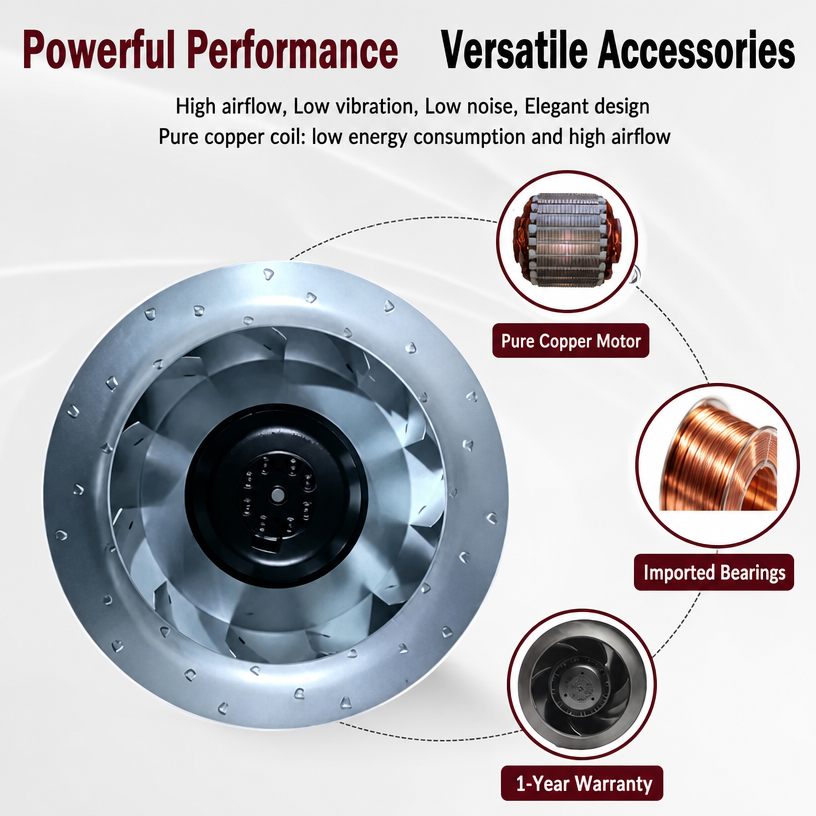175FLW2 Iron Blade R2E175-AC77-15 R2E175-AC77-05 All-metal turbine Centrifugal fan