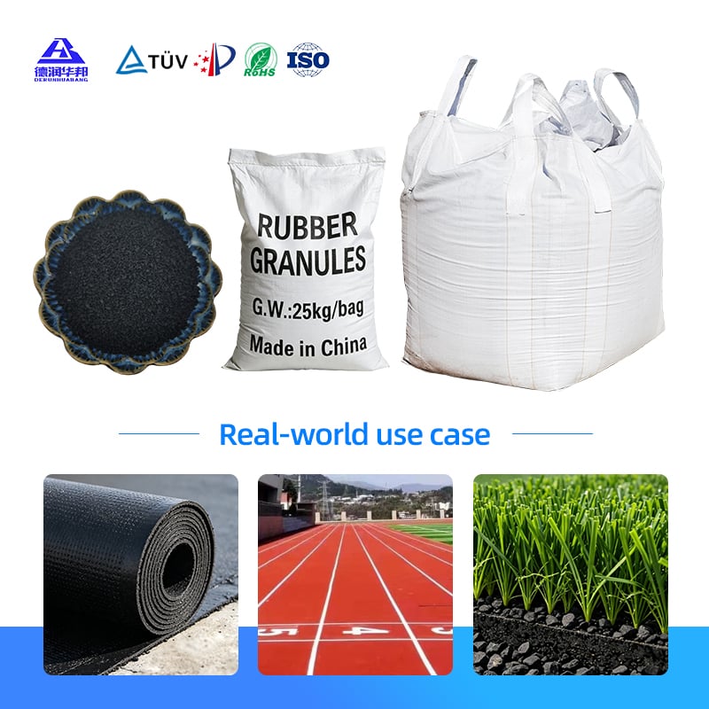 Huabang Waterproof Recycled Rubber Coiled Particle Tire Powder for School Playground Runway Pad Lawn Fill Made From Waste Tires