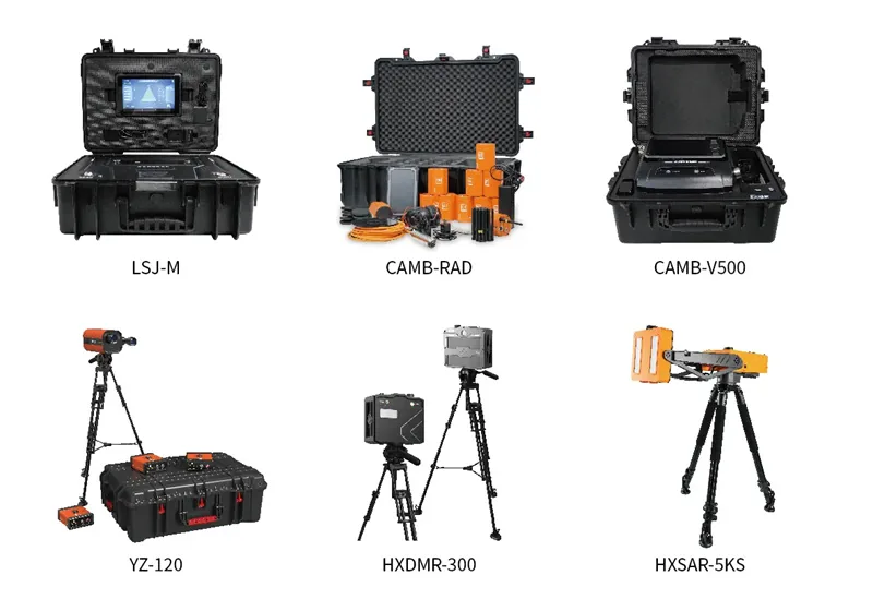 LSJ search and rescue equipment lineup including HXSAR-5KS slope radar, life detectors and cameras