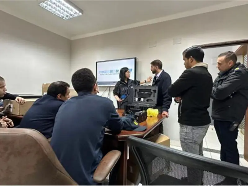 LSJ instructors conducting equipment training for Egyptian Civil Defense personnel in a classroom setting