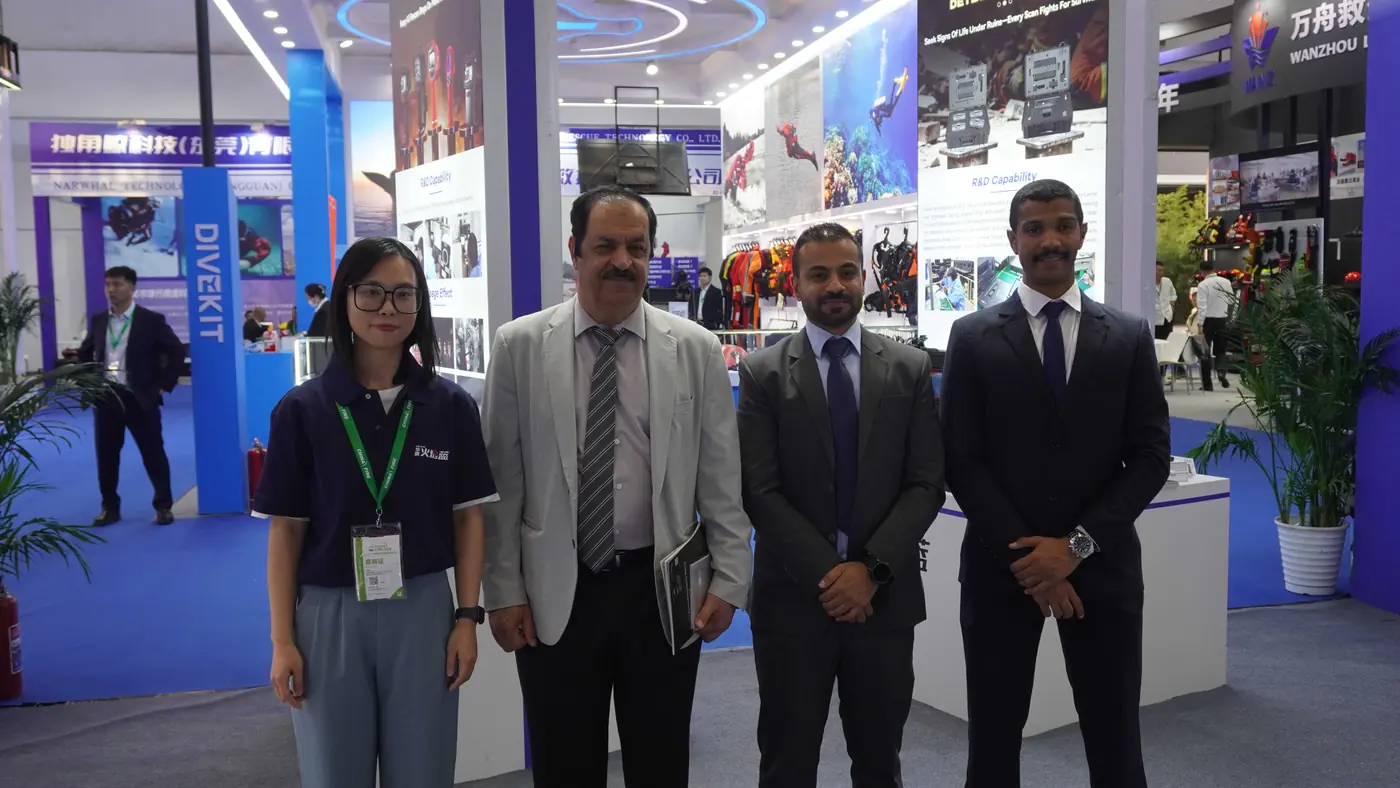 IMG-05 | Middle East Clients at LSJ Booth Middle East clients and LSJ staff at booth E2-39 of the China International Fire Exhibition 2025