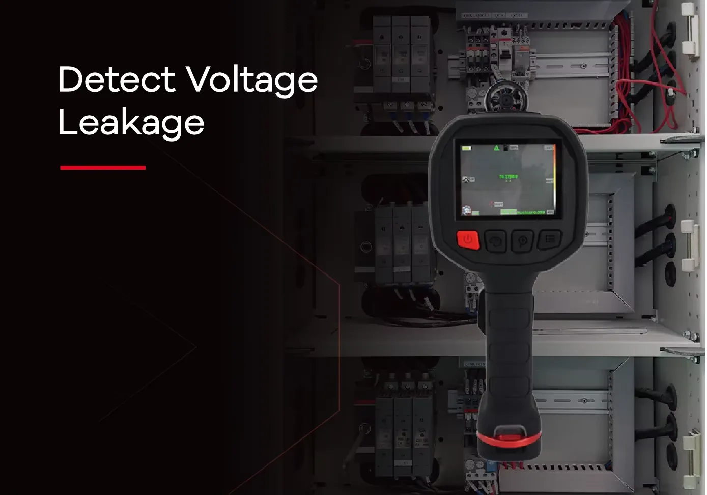 LSJ MF-500 thermal imager detecting voltage leakage and hot spots on an electrical distribution cabinet
