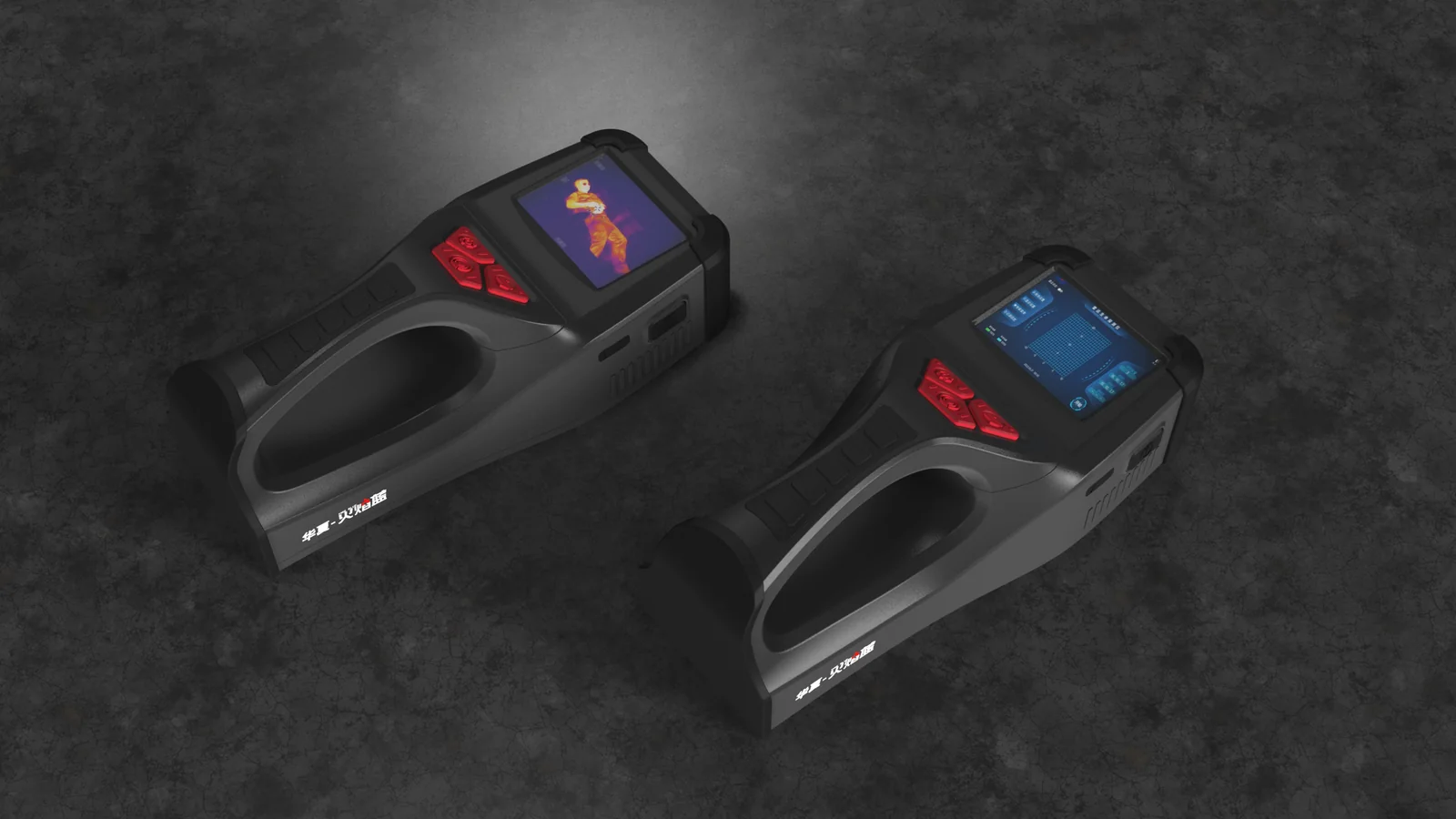 LSJ Multi-Band Composite Life Detector showing radar and thermal imaging modes on two handheld units