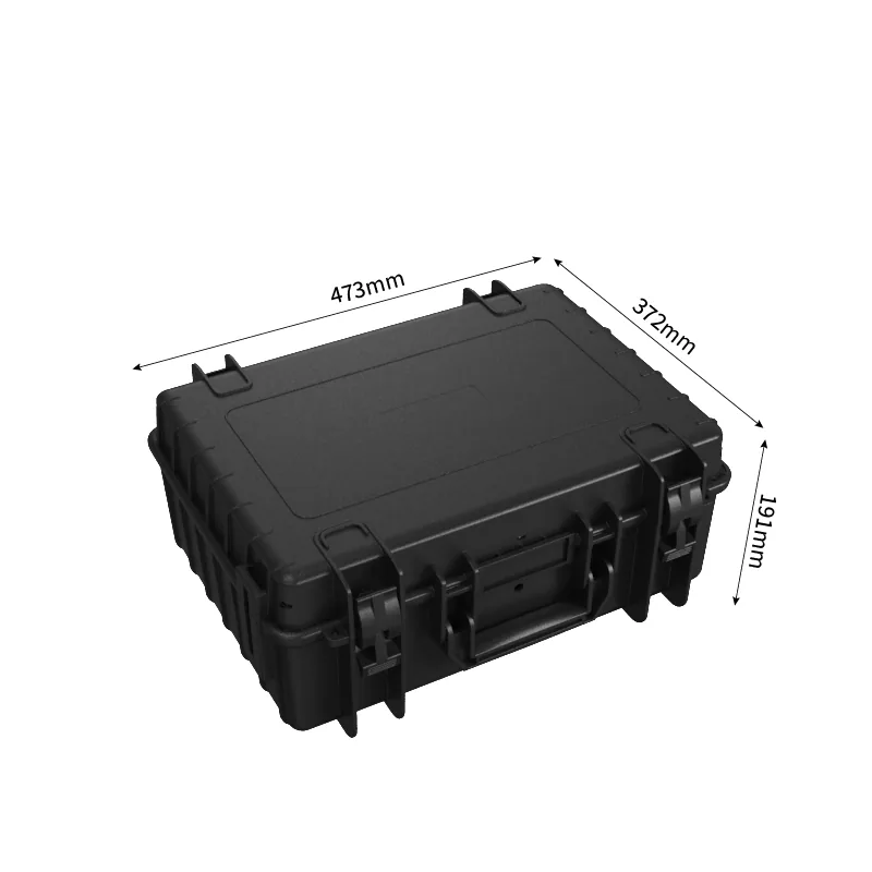 Dimension drawing of the LSJ-M rugged protective transport case measuring 473 by 372 by 191 millimetres